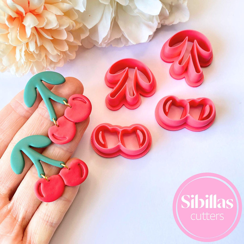 Cherry design clay cutter set for creating polymer clay earrings and decorations
