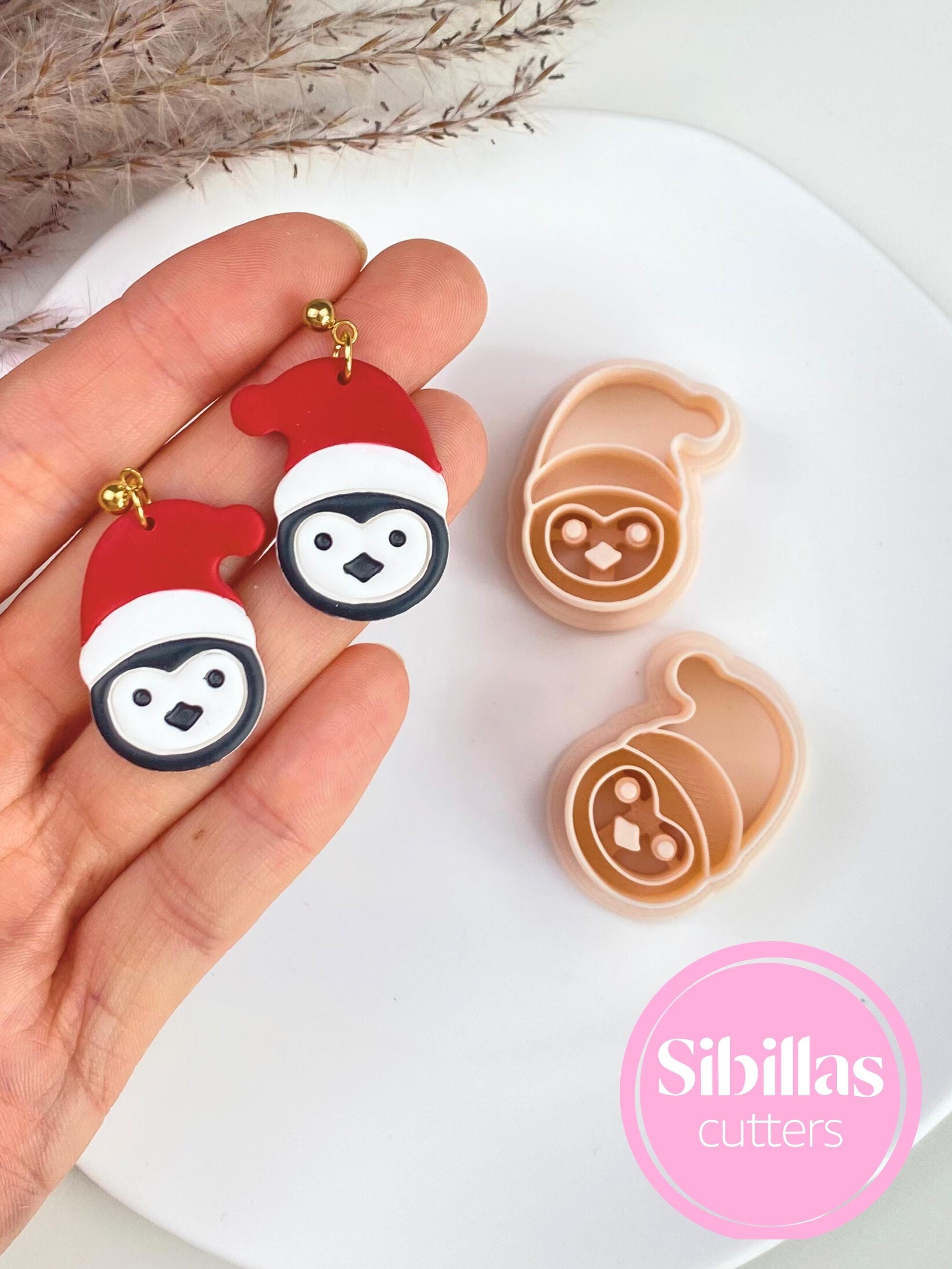 Christmas penguin polymer clay earring cutter set for holiday crafts and jewelry
