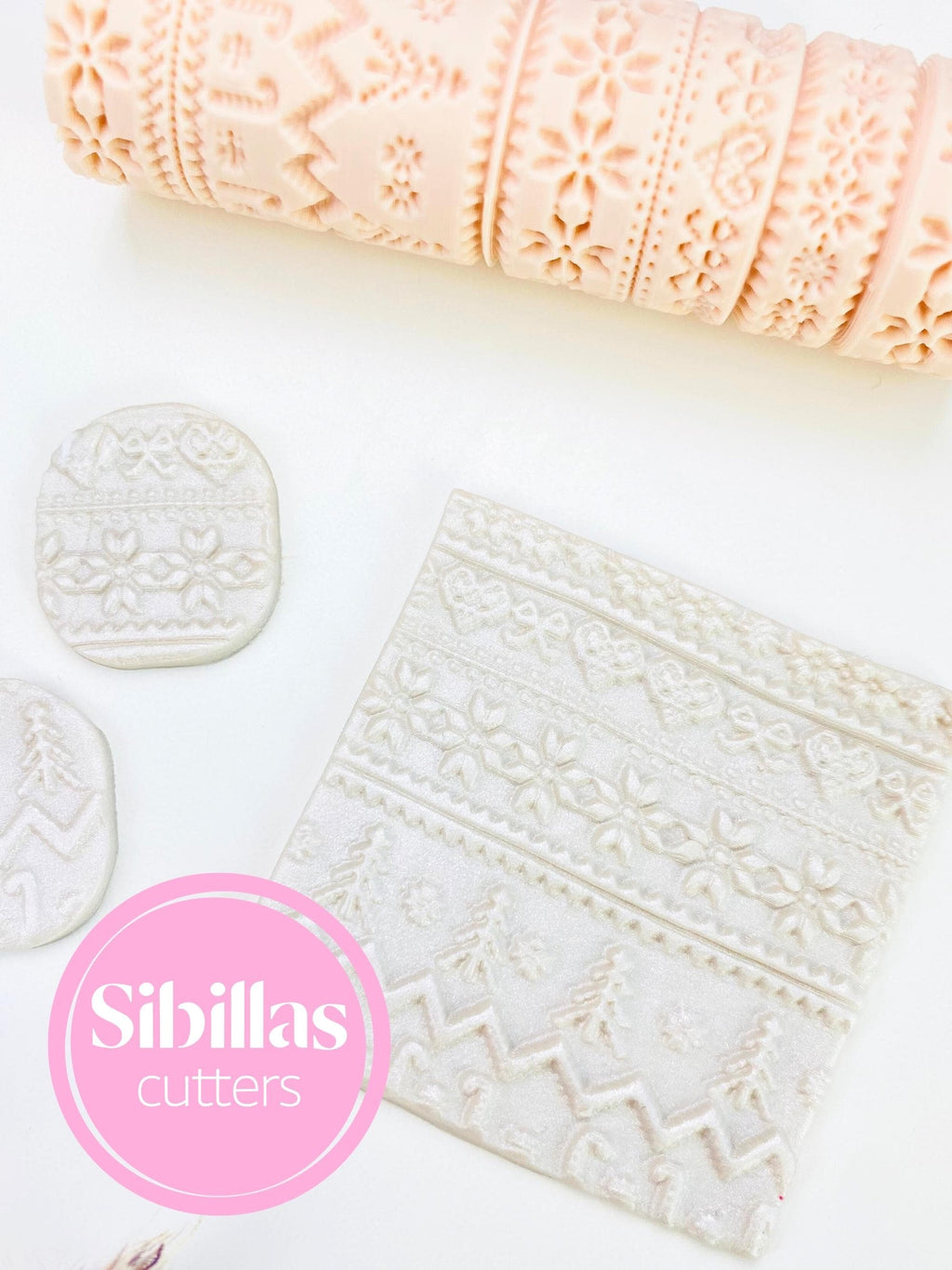 Nordic holiday pattern clay embossing roller for handmade polymer clay earrings and charms