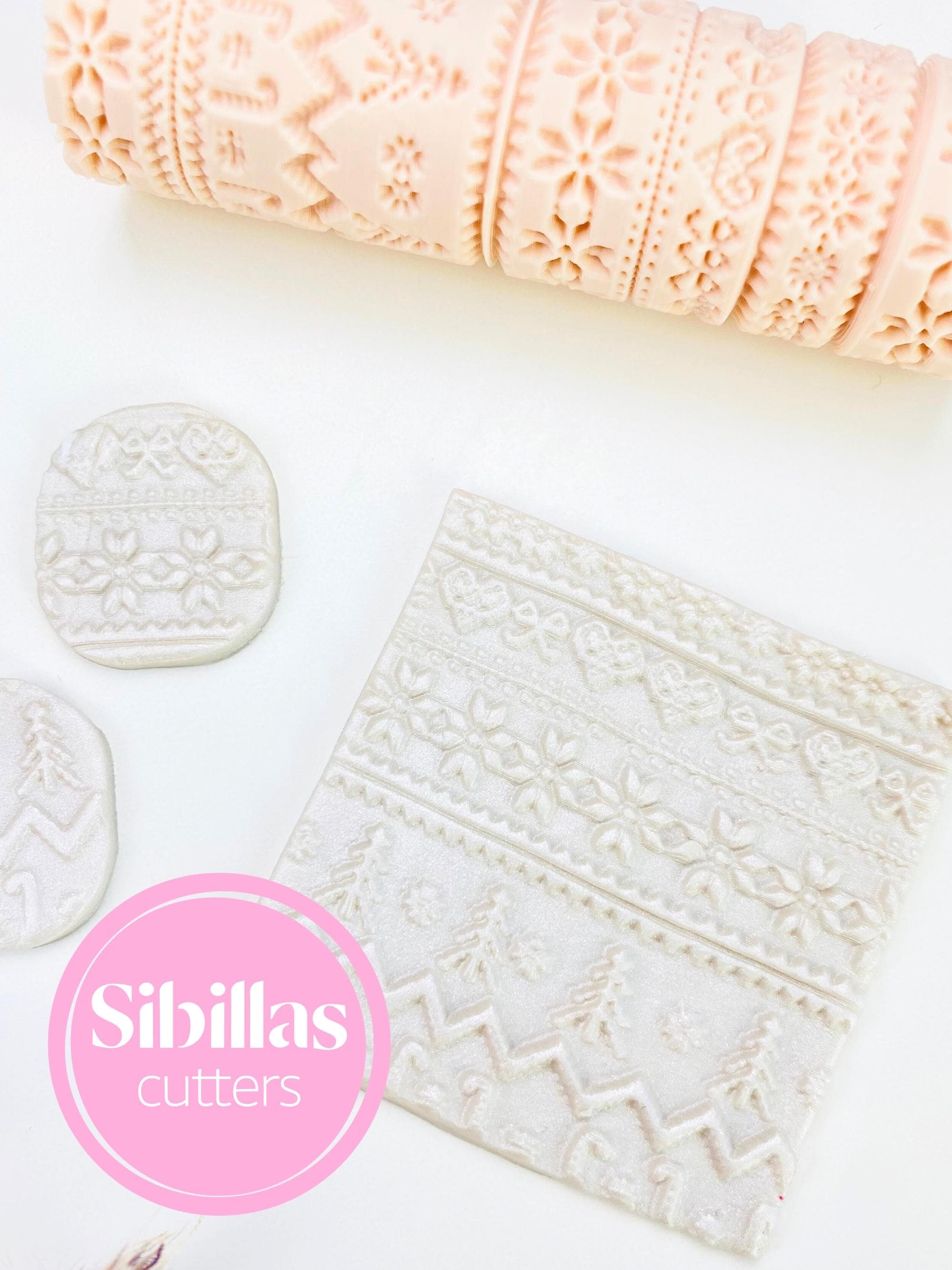 Nordic holiday pattern clay embossing roller for handmade polymer clay earrings and charms