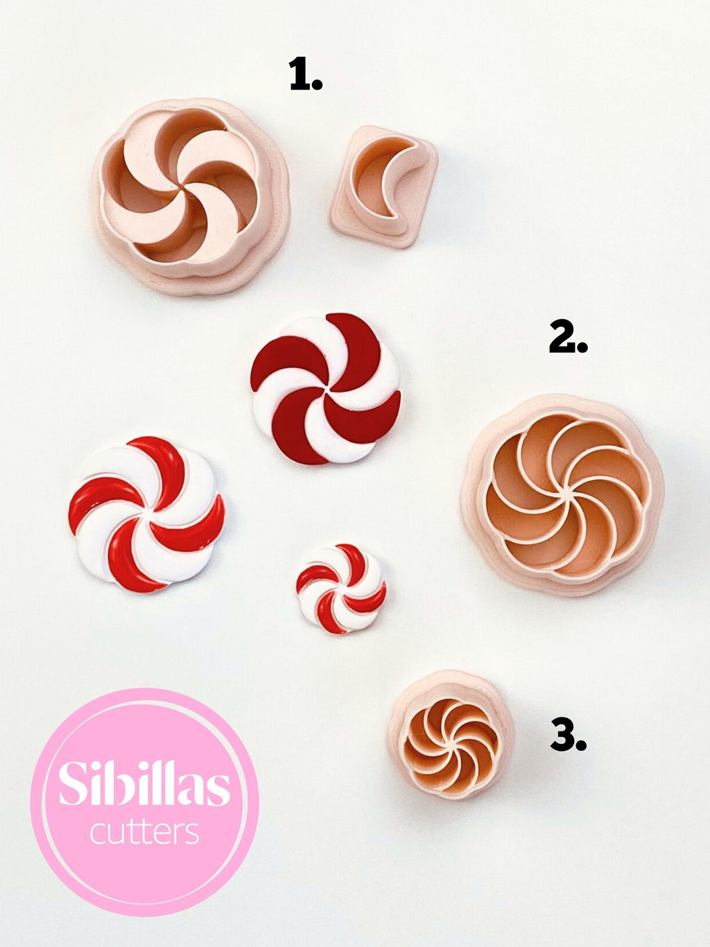 Winter holiday polymer clay cutter shaped like candy for stud earrings and crafts