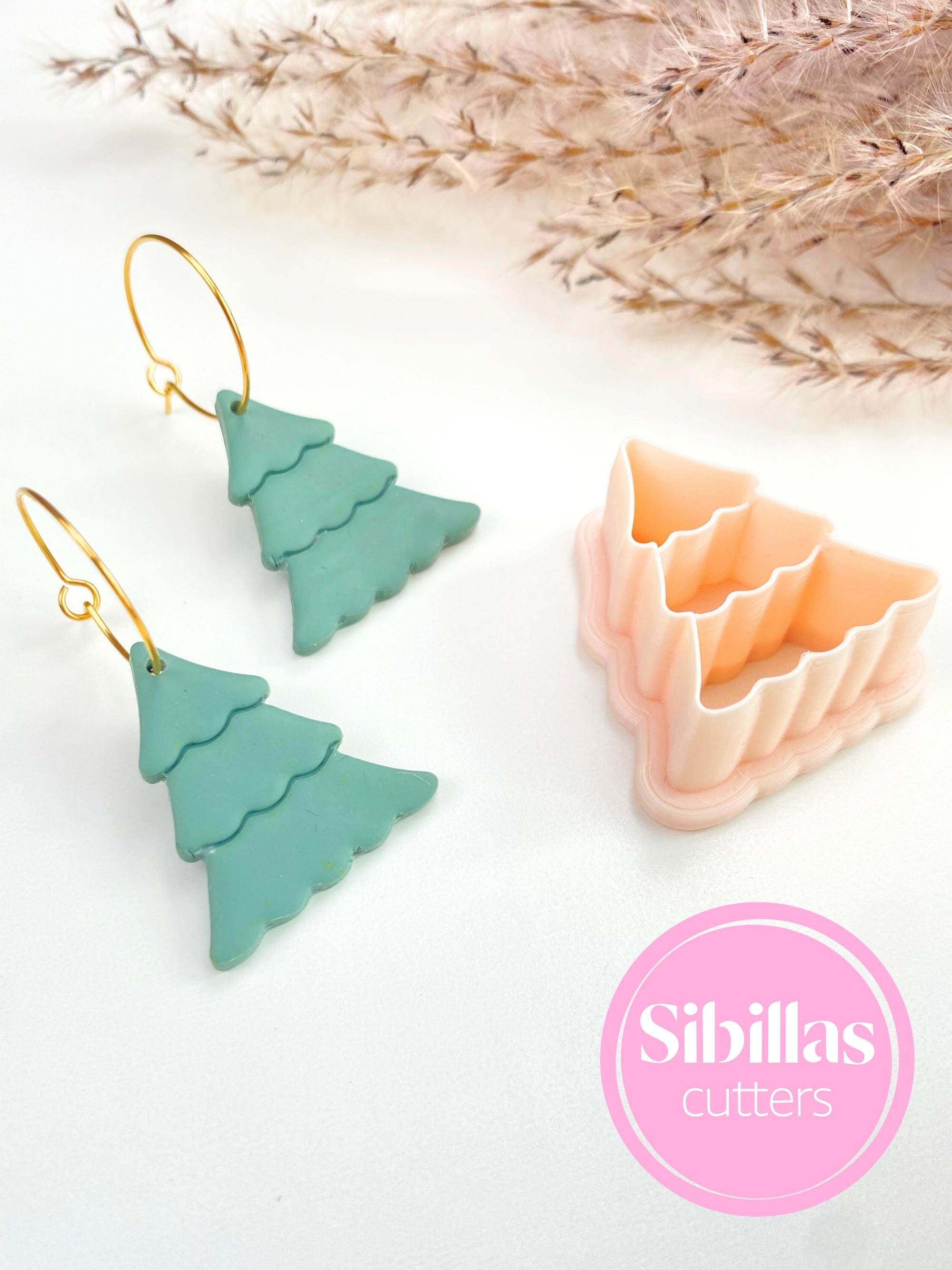 Christmas tree polymer clay cutter for holiday earrings, charms, and DIY jewelry