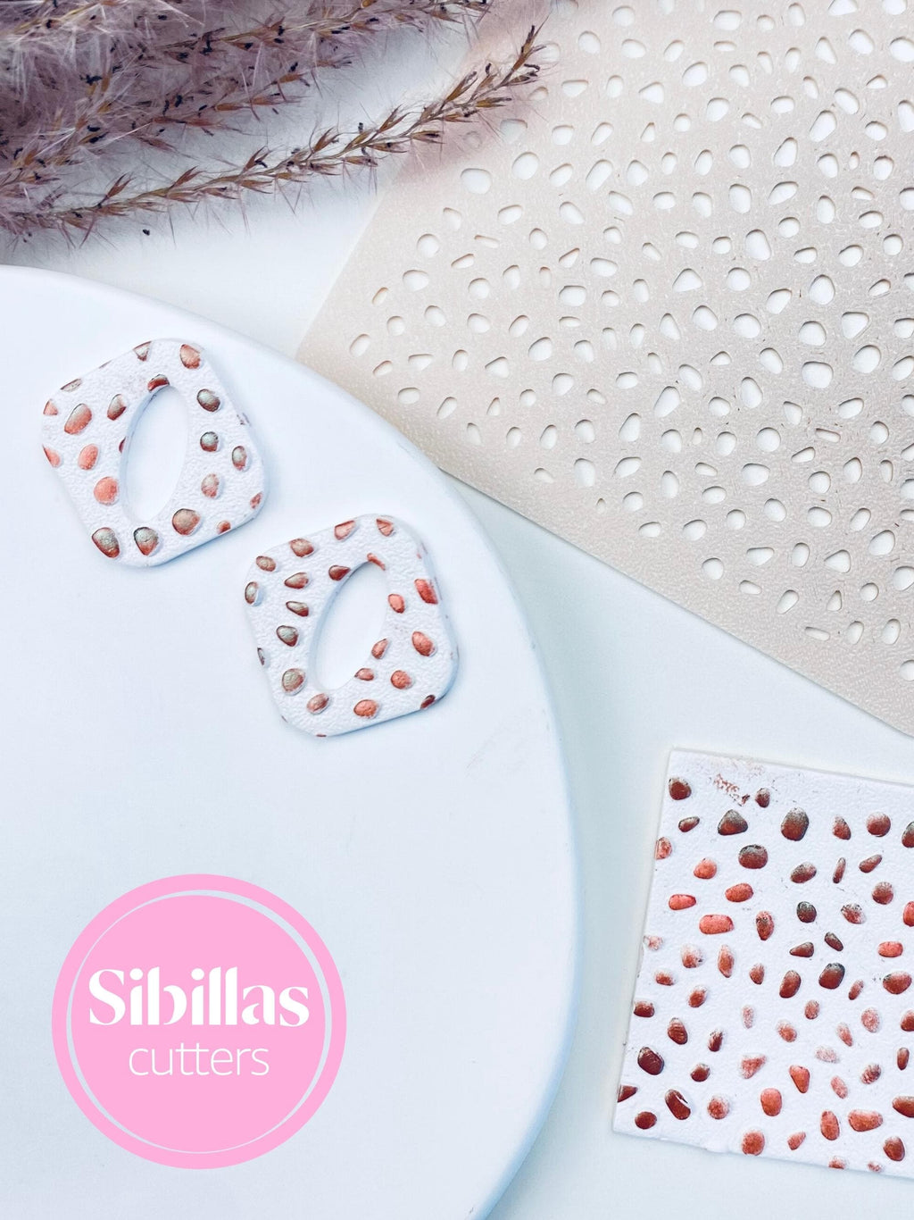 Terrazzo clay stencil for polymer clay, earrings, charms, and DIY crafts