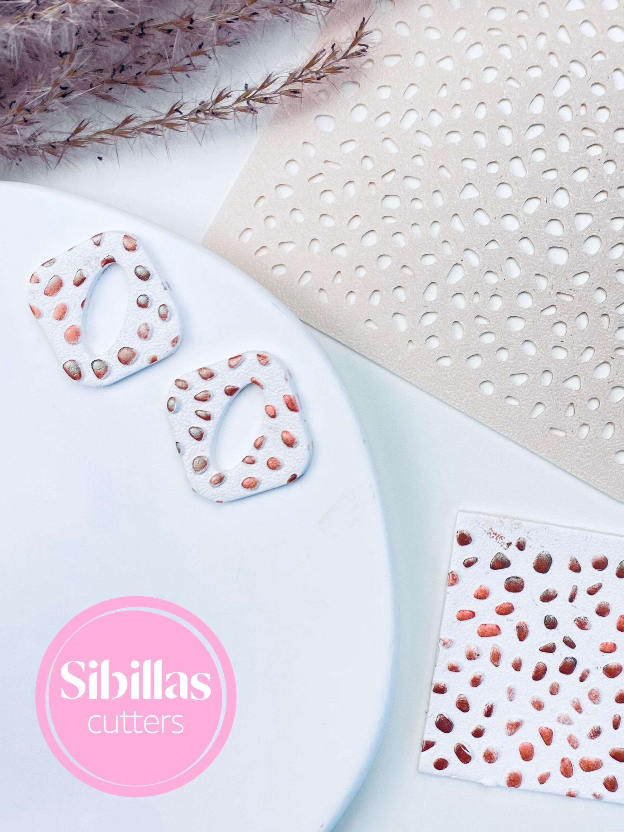 Terrazzo clay stencil for polymer clay, earrings, charms, and DIY crafts