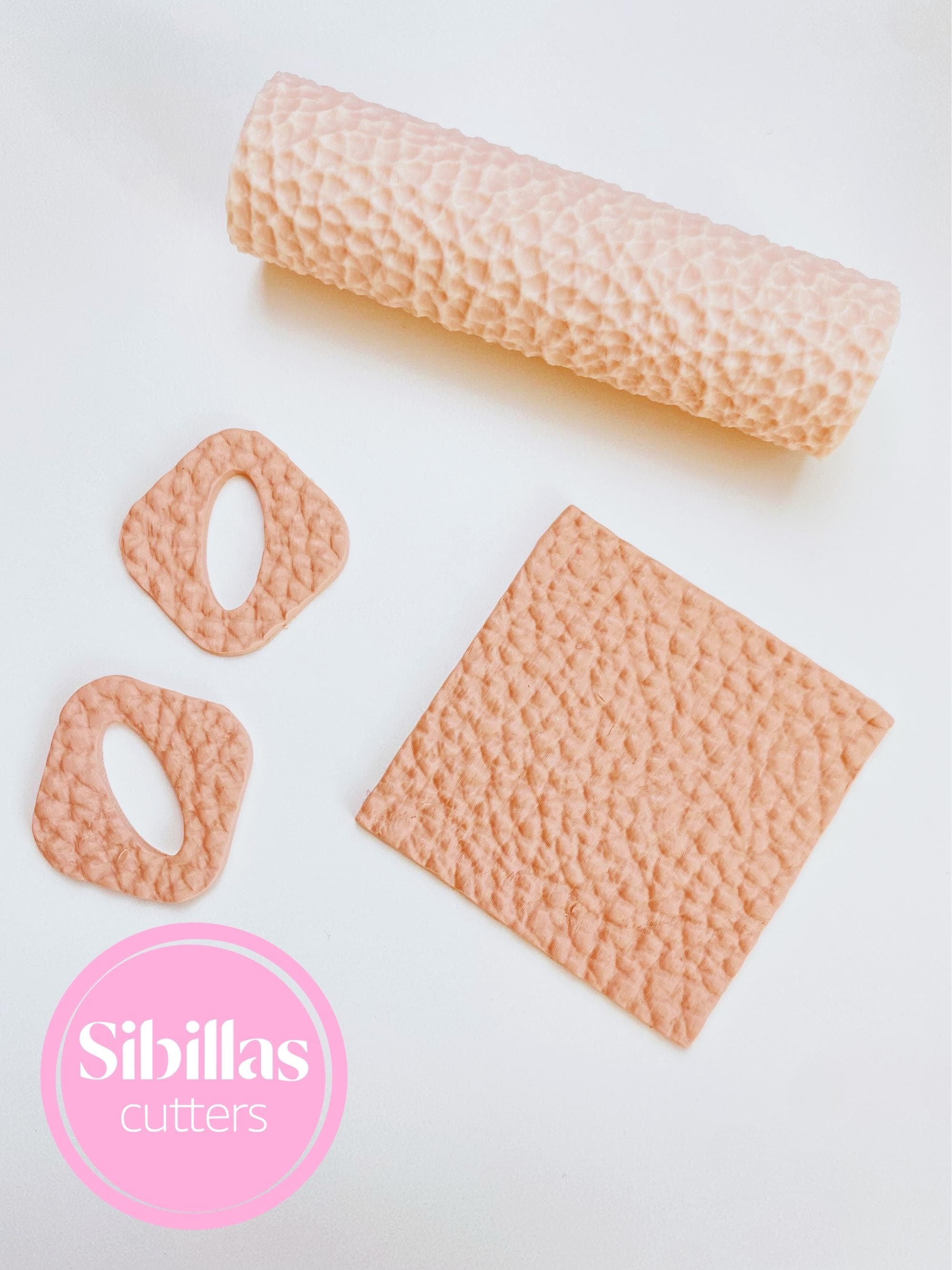 Polymer clay texture roller with leather pattern for handmade jewelry and crafts