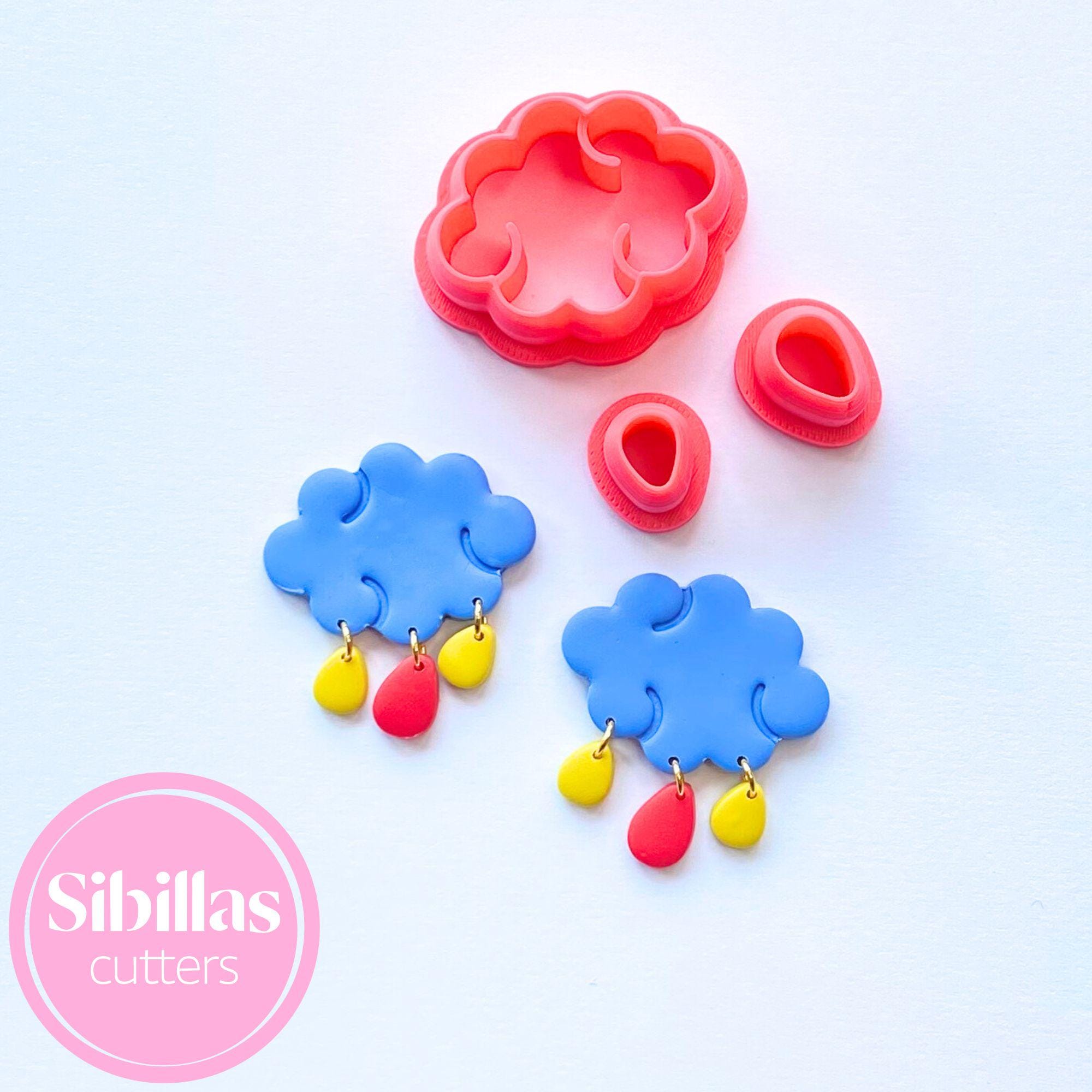Cute cloud polymer clay cutter set for earrings, charms, and DIY craft projects