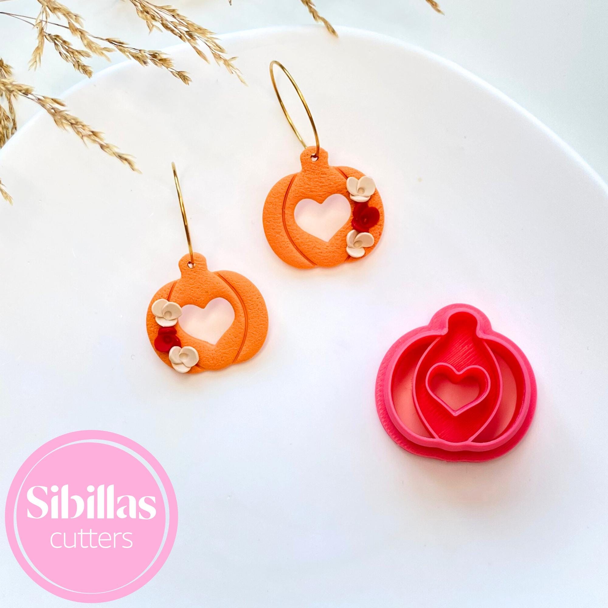 pumpkin heart clay cutter for fall and Halloween jewelry