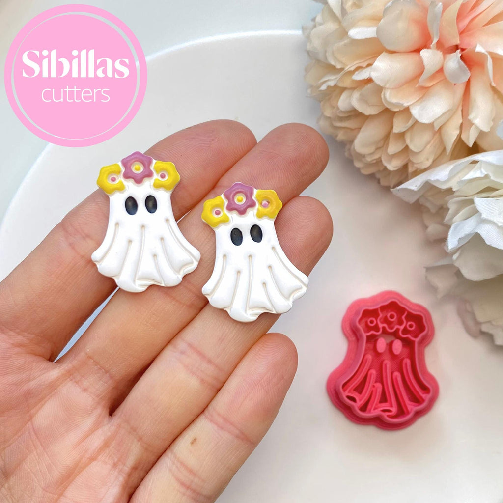 floral ghost shape cutter for polymer clay crafts