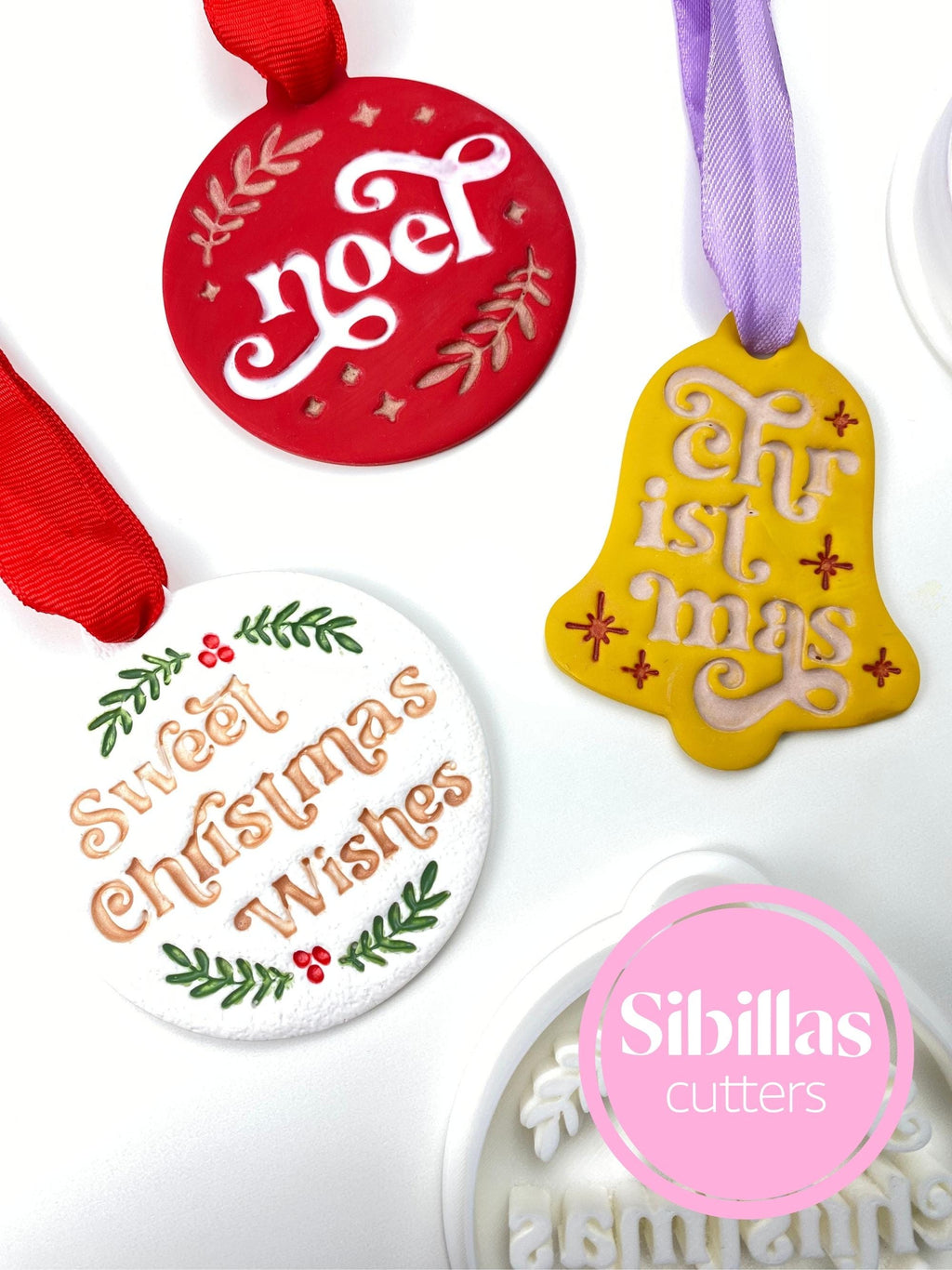 Christmas ornament clay cutters and bell polymer clay tools for holiday crafts