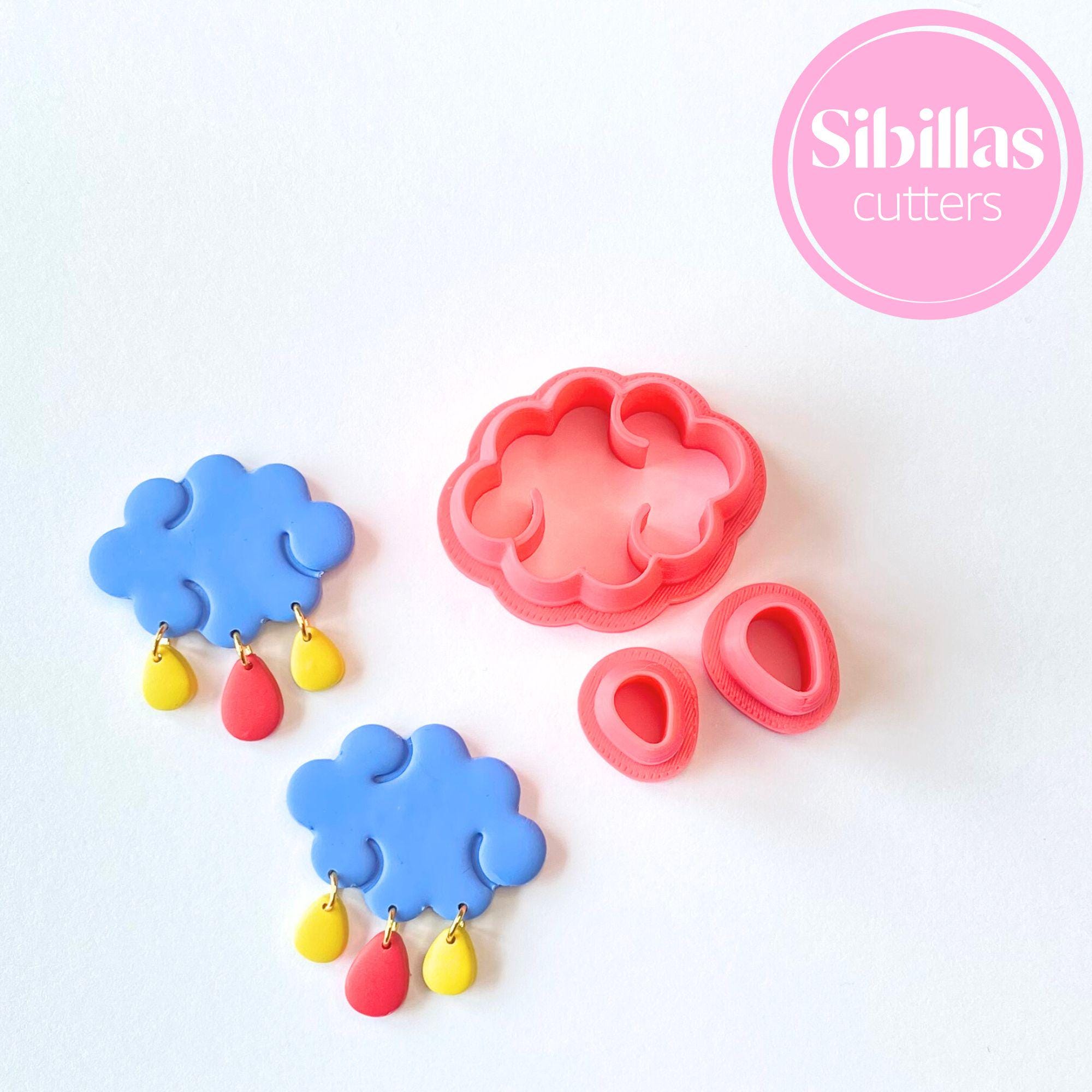 Cute cloud cutter set for creating polymer clay earrings, charms, and decorations