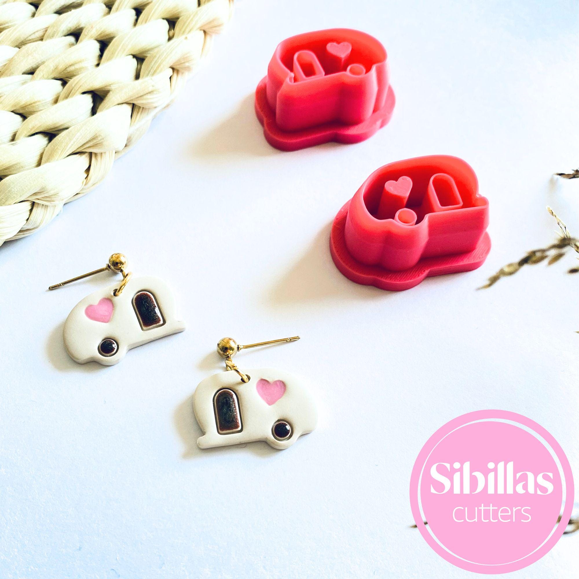 Hippie camper and retro car clay cutters for polymer clay earrings and handmade jewelry