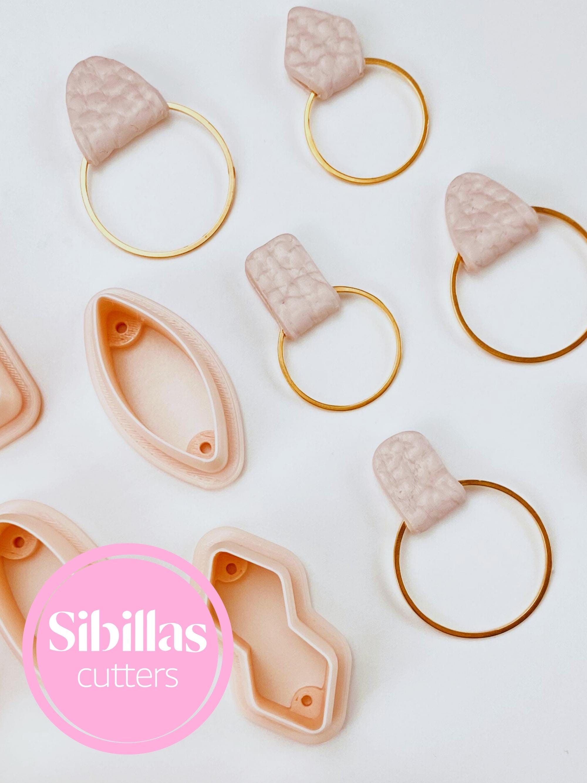 Unique polymer clay cutter for creating leather-style earring connectors and charms