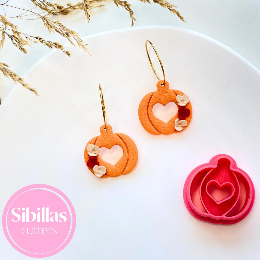 Pumpkin with heart Polymer Clay Cutter