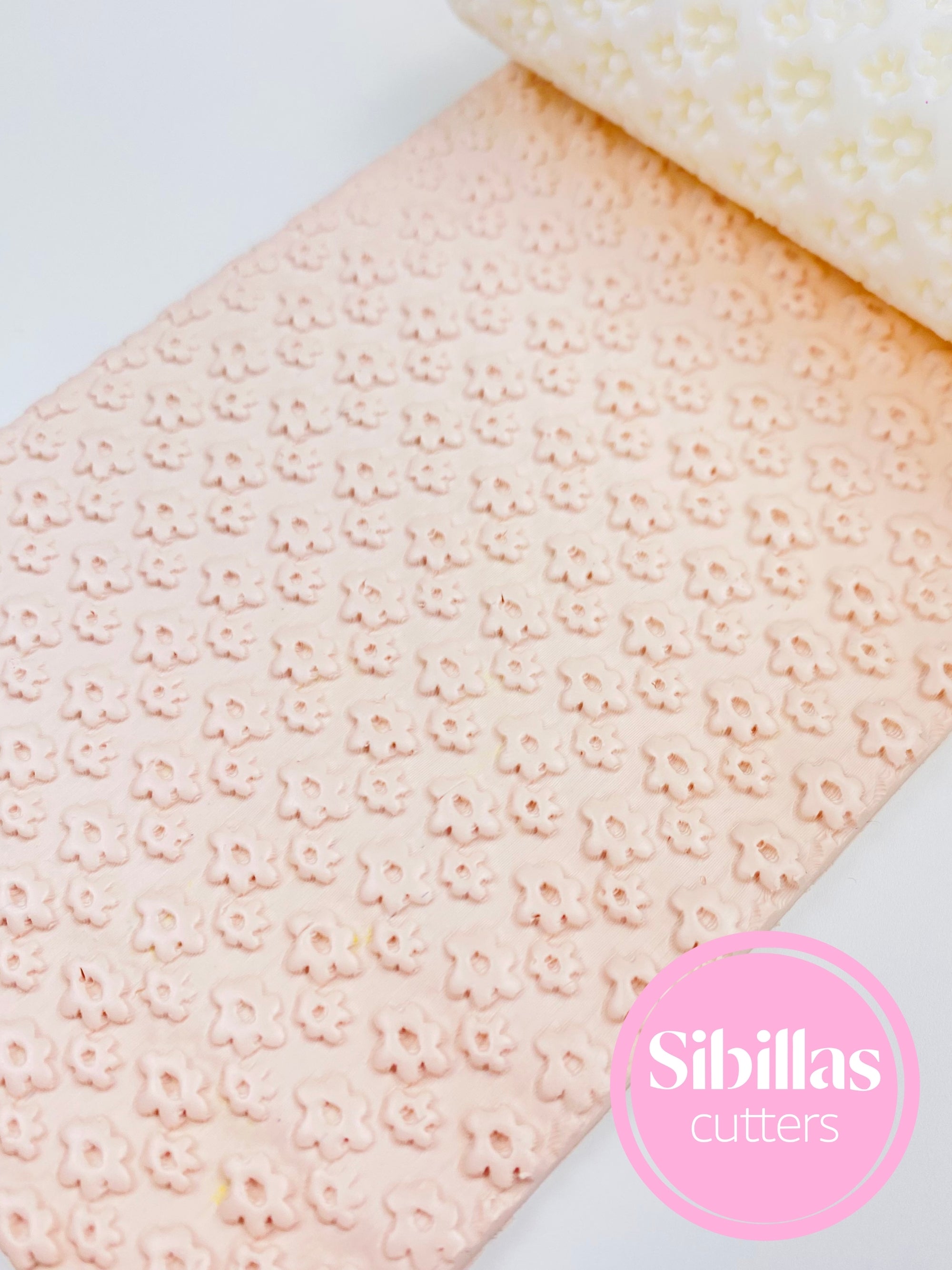 daisy flower texture roller for polymer clay earrings and jewelry