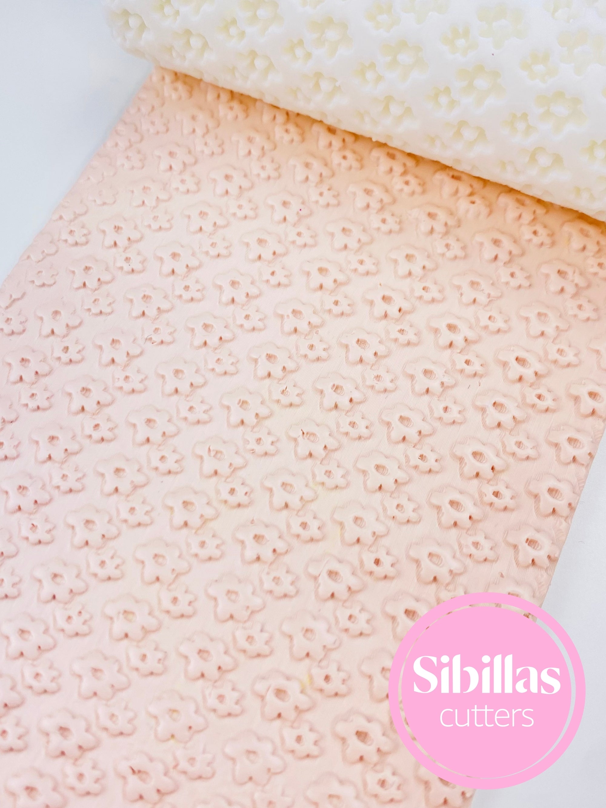 floral clay texture roller with daisy flower pattern for polymer clay