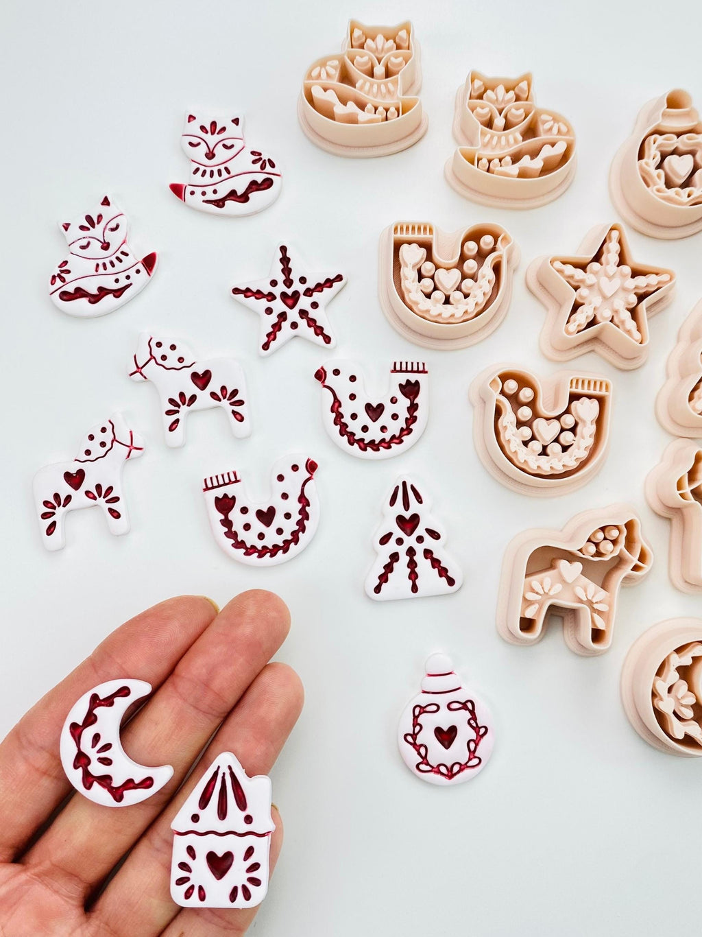 Scandinavian holiday clay cutters for handmade Christmas earrings
