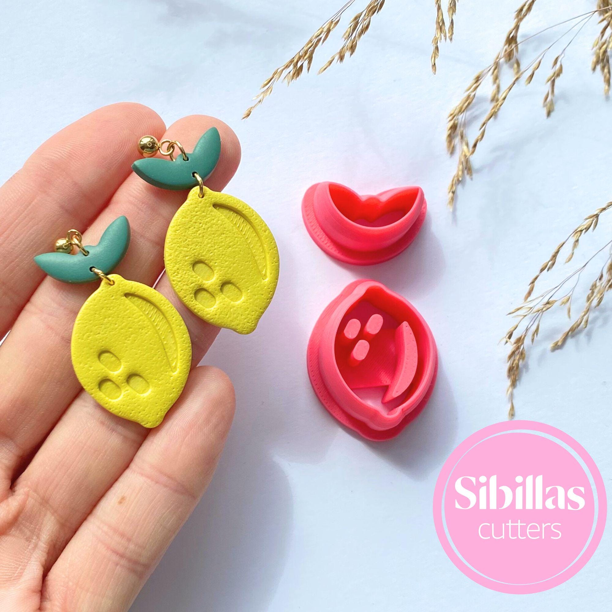 Dangle lemon clay cutter set for polymer clay earrings and DIY crafts