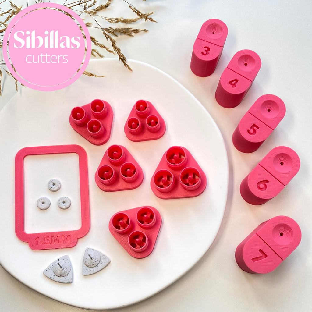 DIY polymer clay earring making tool for embedding posts and findings