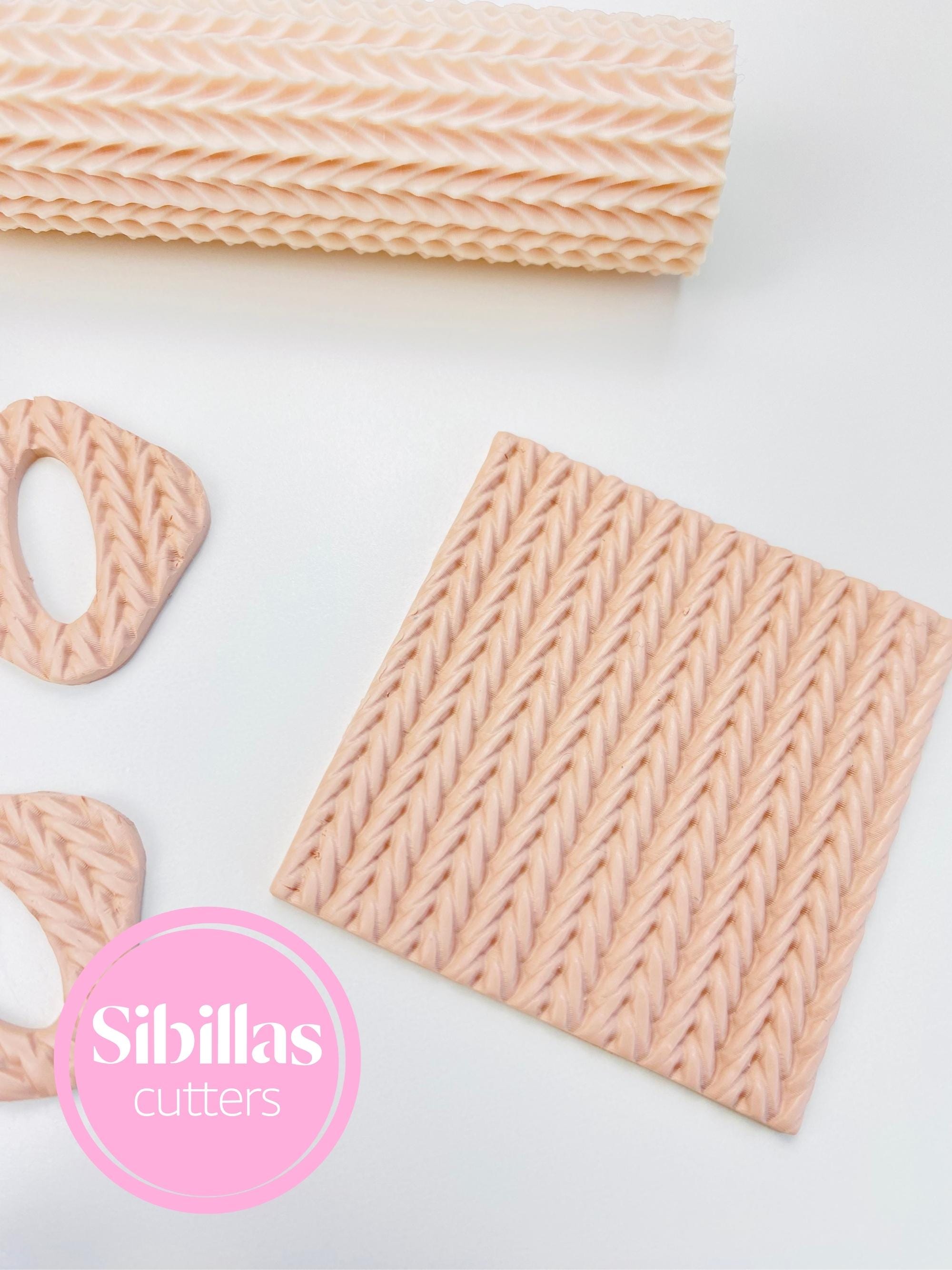 Knitted pattern clay embossing roller for polymer clay earrings, charms, and jewelry