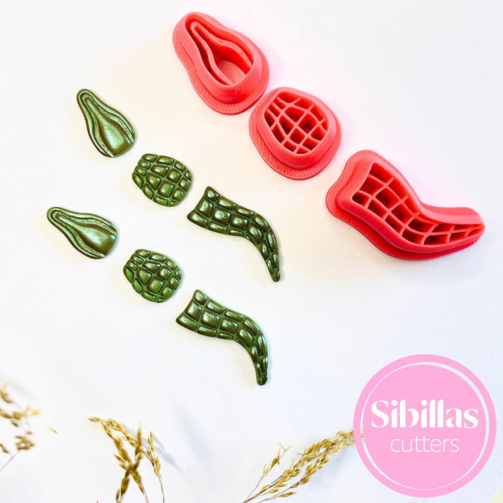 DIY crafting tool: alligator clay cutter with crocodile emboss for polymer clay projects