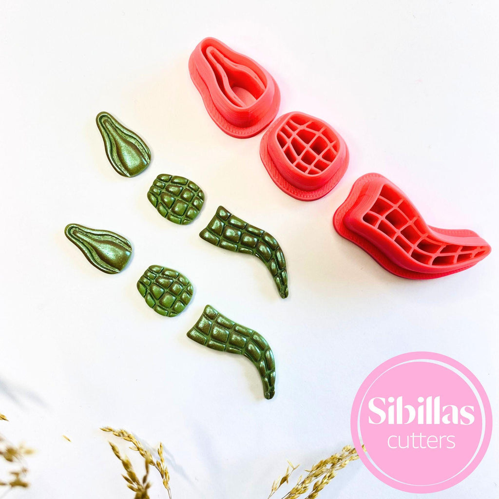 DIY crafting tool: alligator clay cutter with crocodile emboss for polymer clay projects