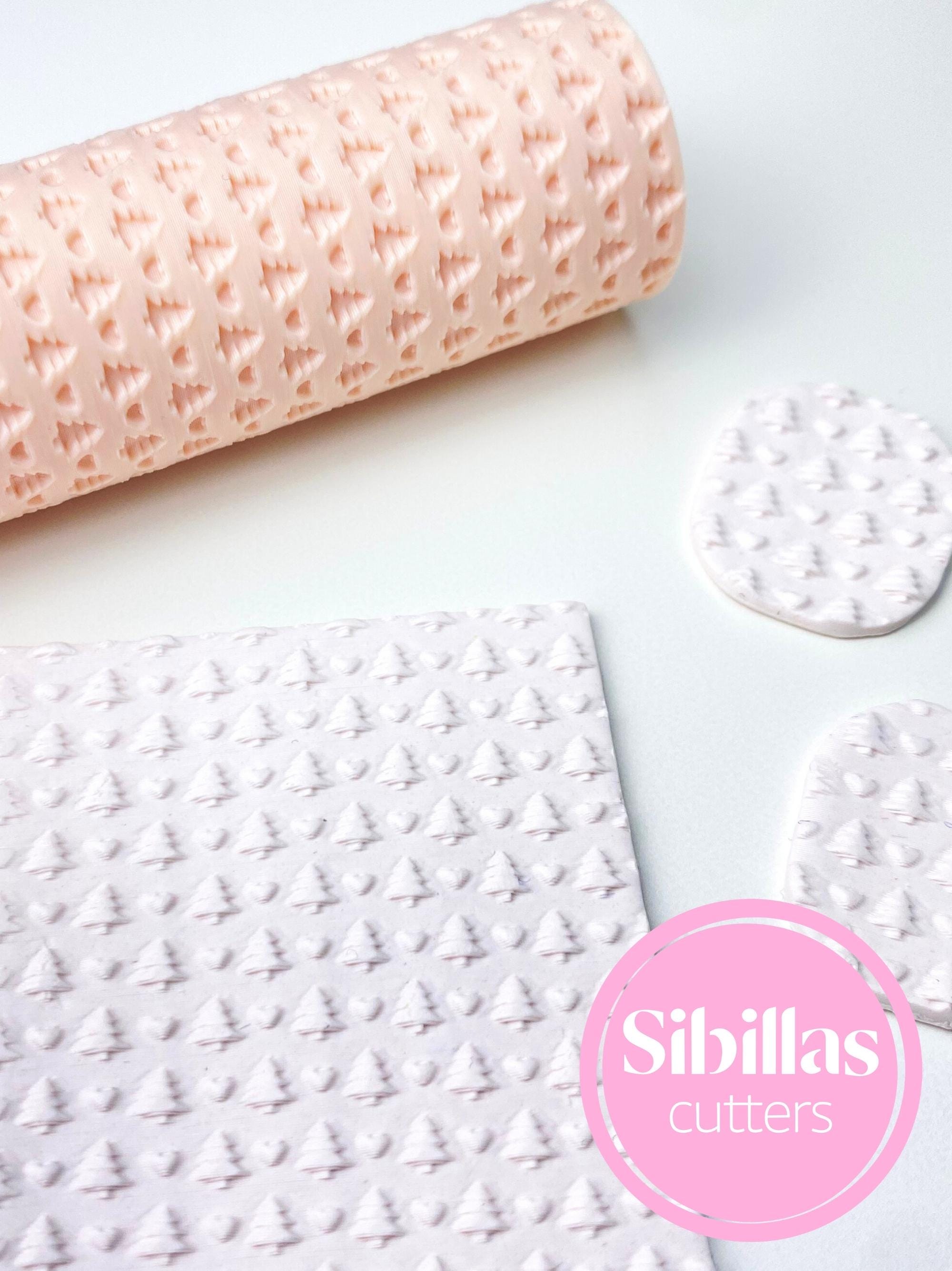 DIY crafting tool: Christmas tree with hearts texture roller for polymer clay projects