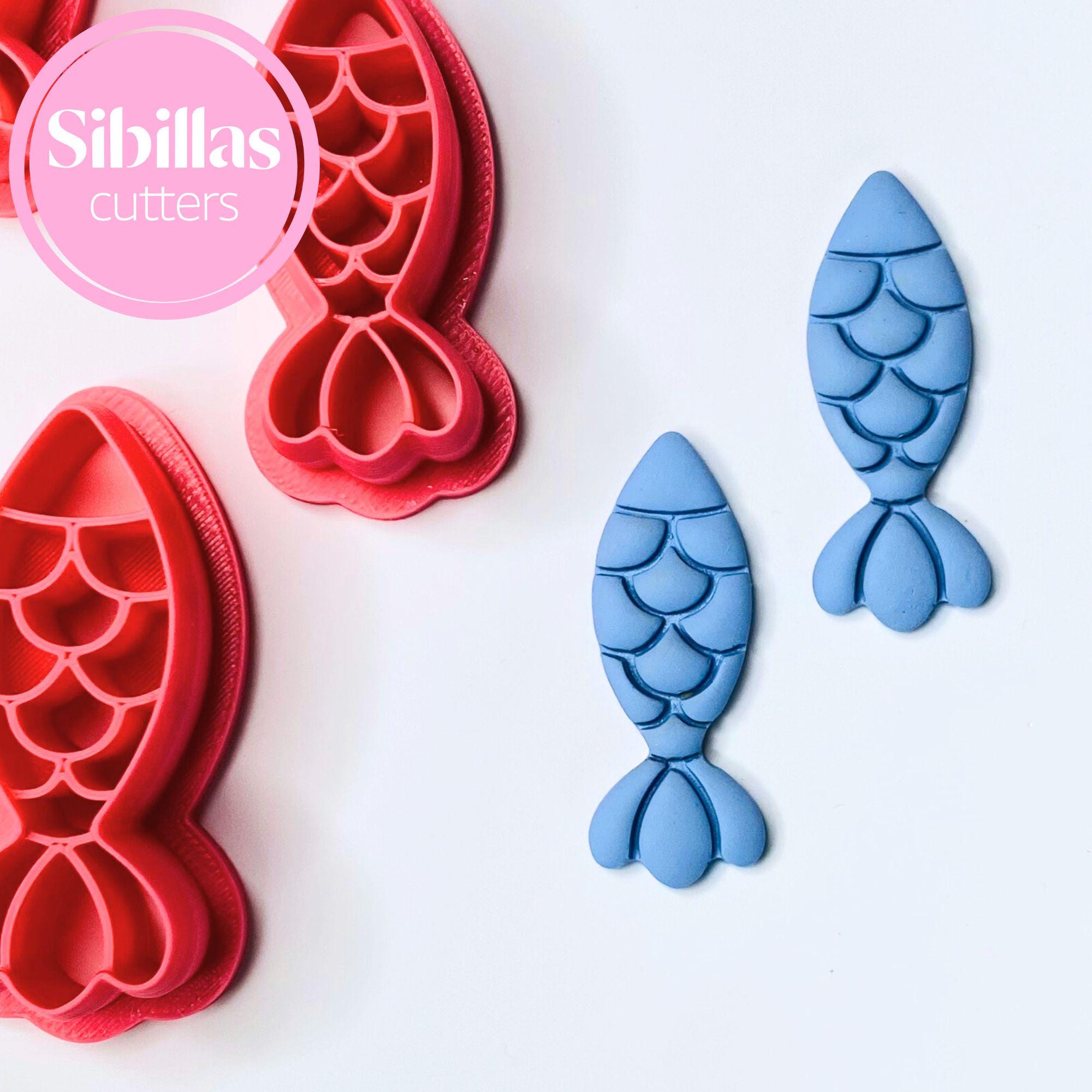 Polymer clay cutter with fish design for handmade sea life earrings and DIY projects
