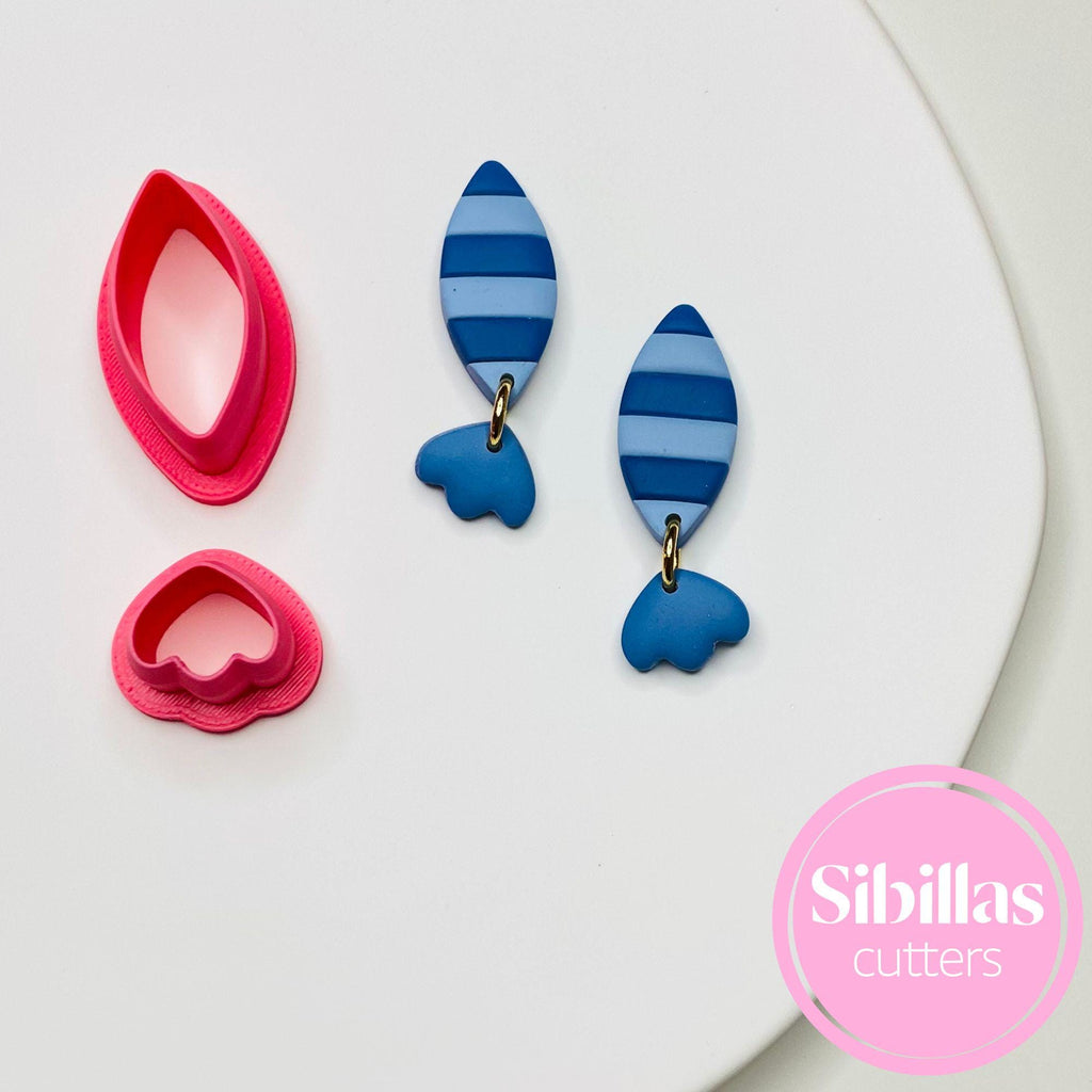 Polymer clay cutter in fish design for handmade sea life earrings and crafts