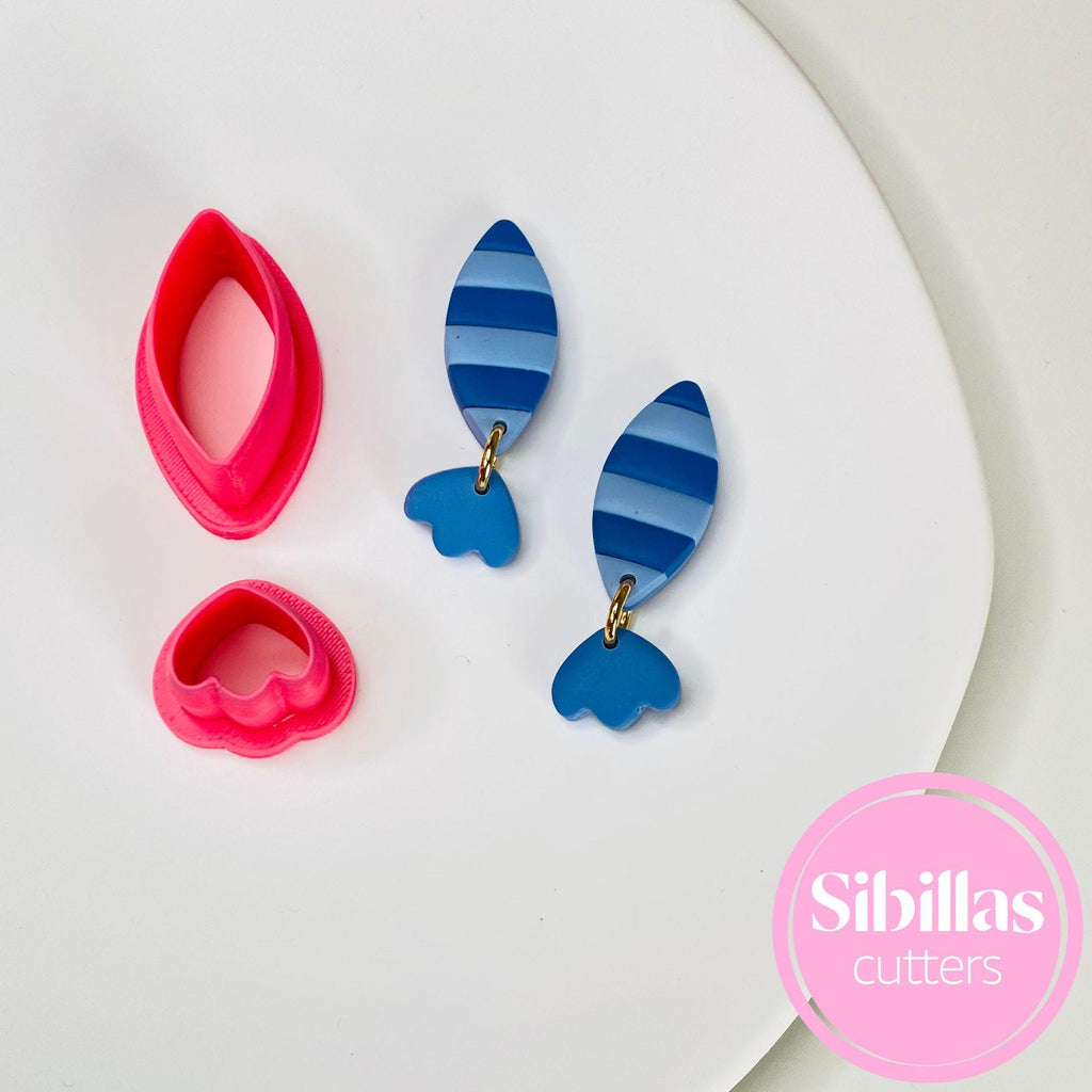 Nautical fish-shaped clay cutter for polymer clay earrings and ocean-themed jewelry