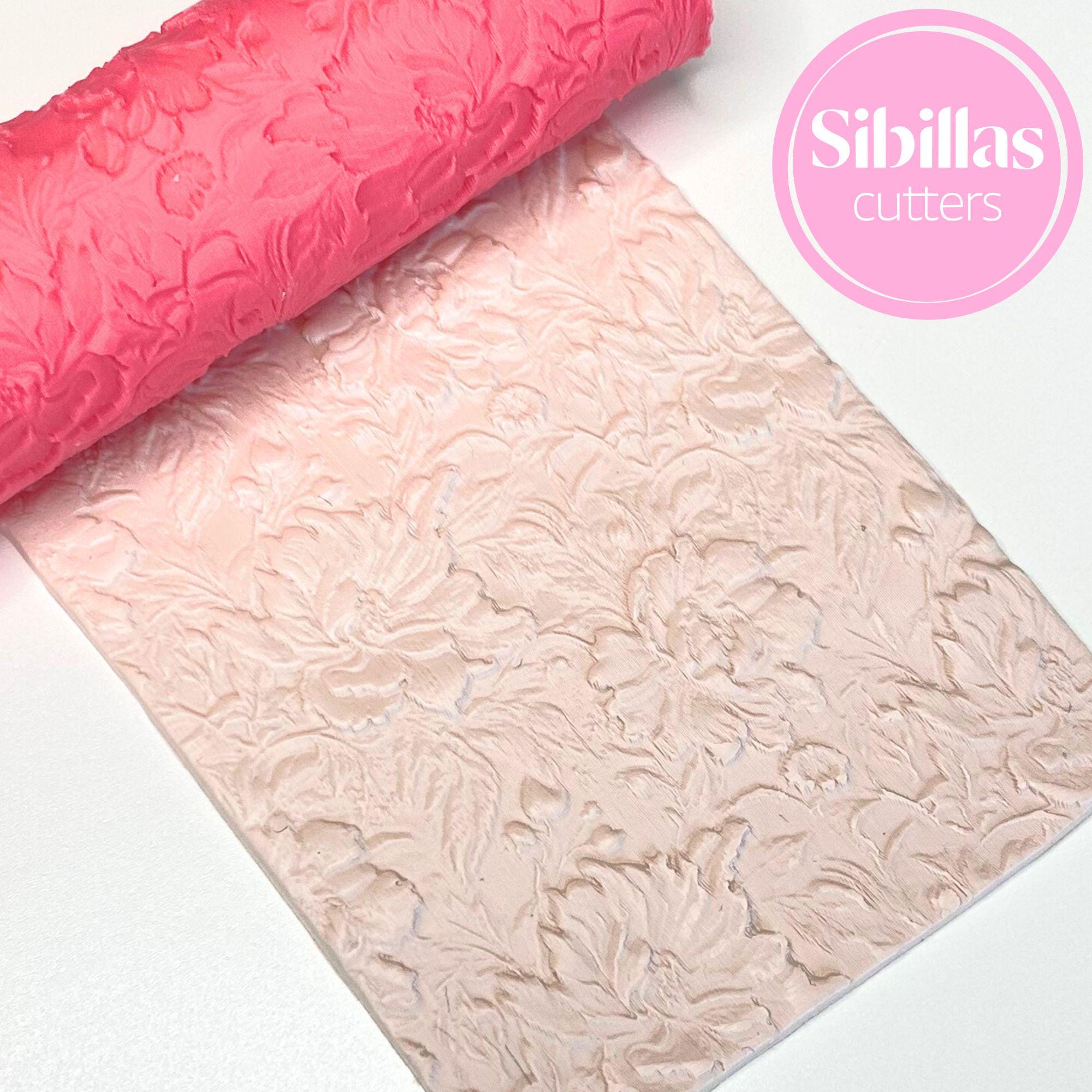 Polymer clay texture tool featuring peony flower pattern for jewelry and pottery