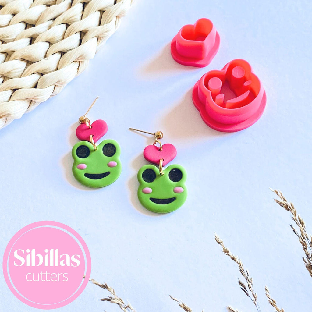 DIY crafting tool: frog and heart dangle clay cutters for polymer clay, fondant, and creative projects