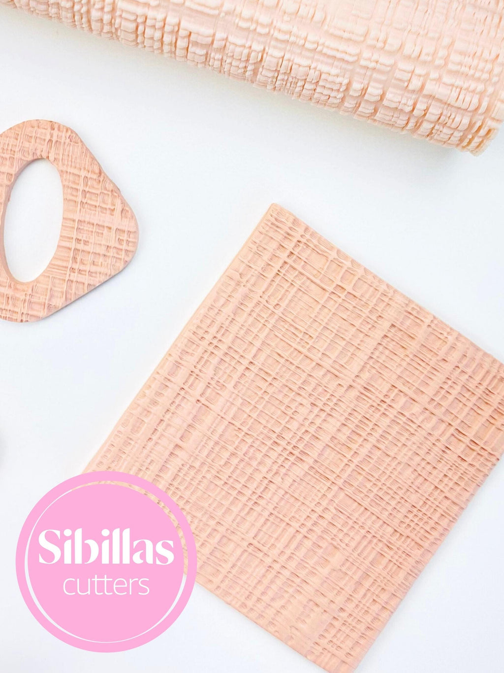 Clay embossing roller featuring gauze fabric design for handmade earrings and charms