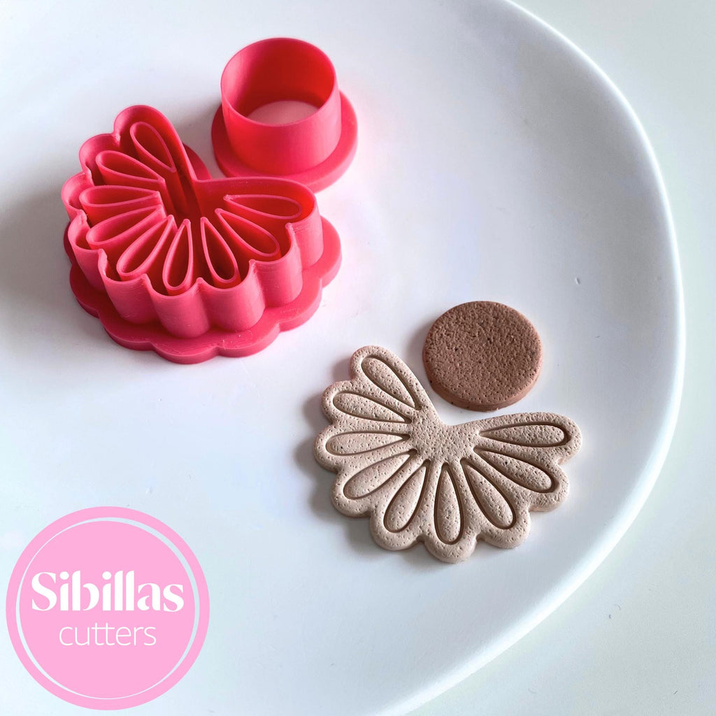 Abstract boho clay cutter with embossed design for polymer clay earrings and crafts