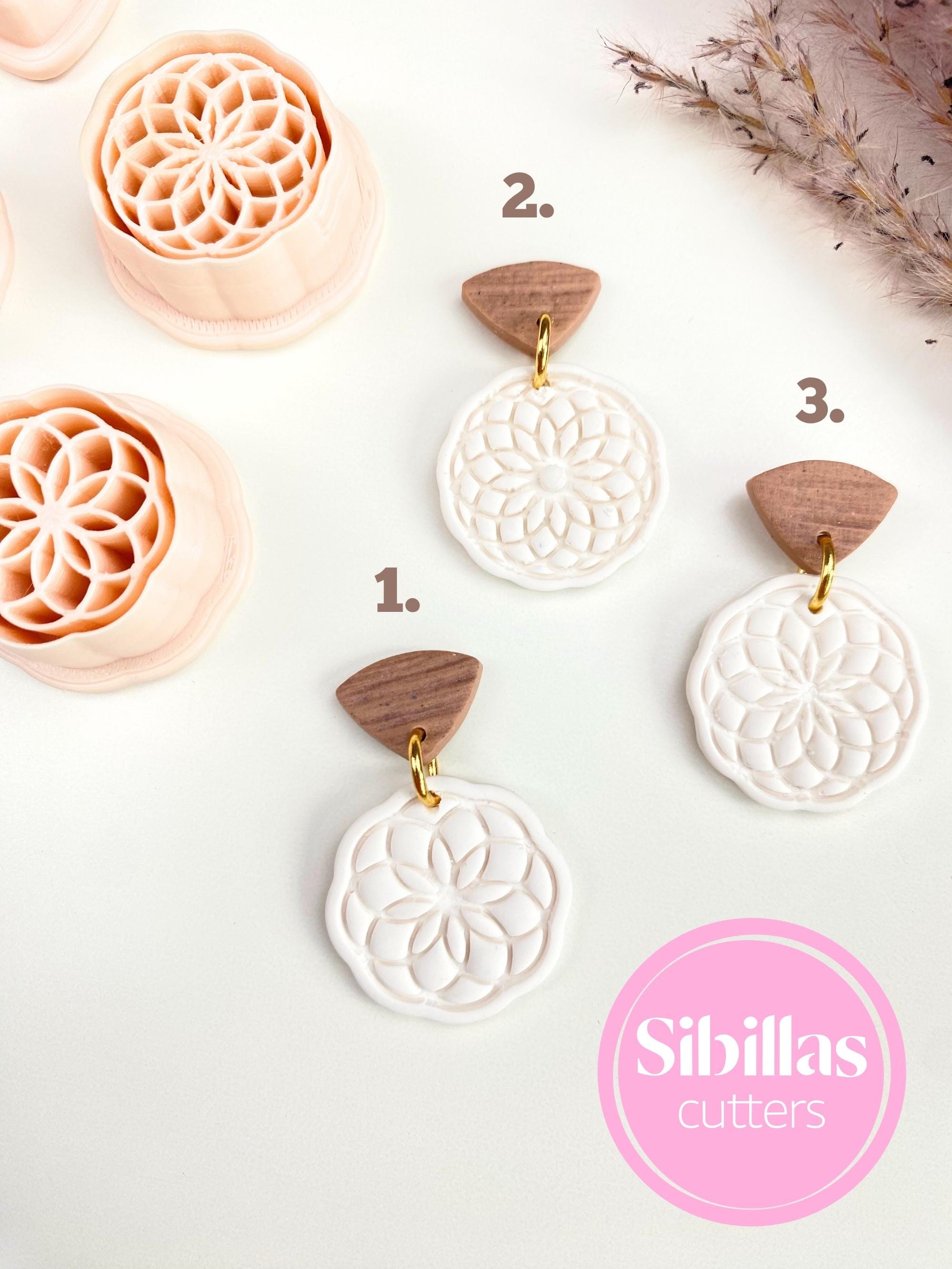 Boho mandala clay cutter and embossing tool for polymer clay earrings and crafts