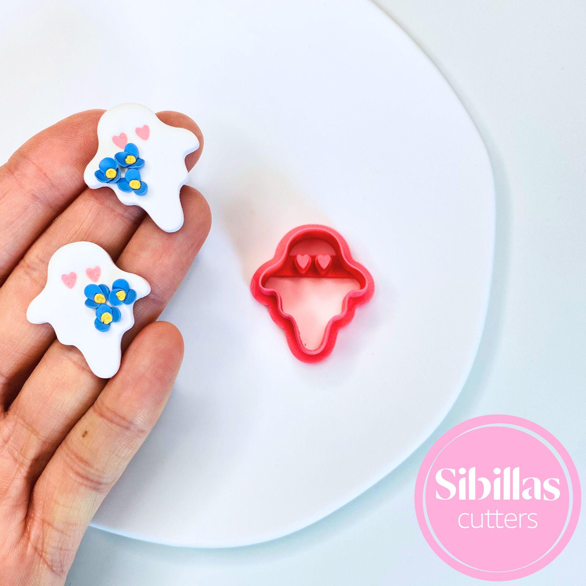 Cute ghost polymer clay cutter for earrings, charms, and Halloween crafts