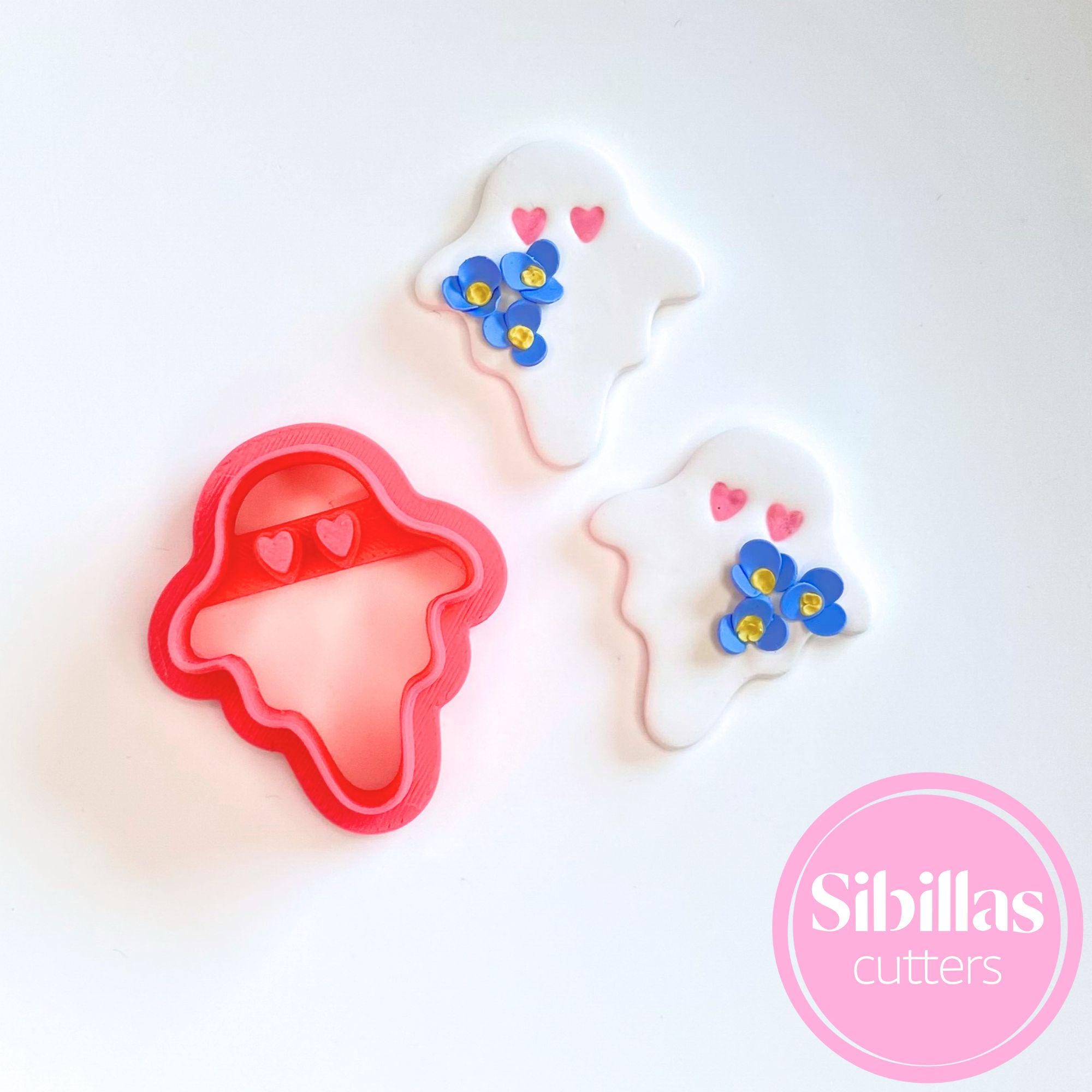 Cute ghost clay cutter for creating polymer clay Halloween earrings and charms