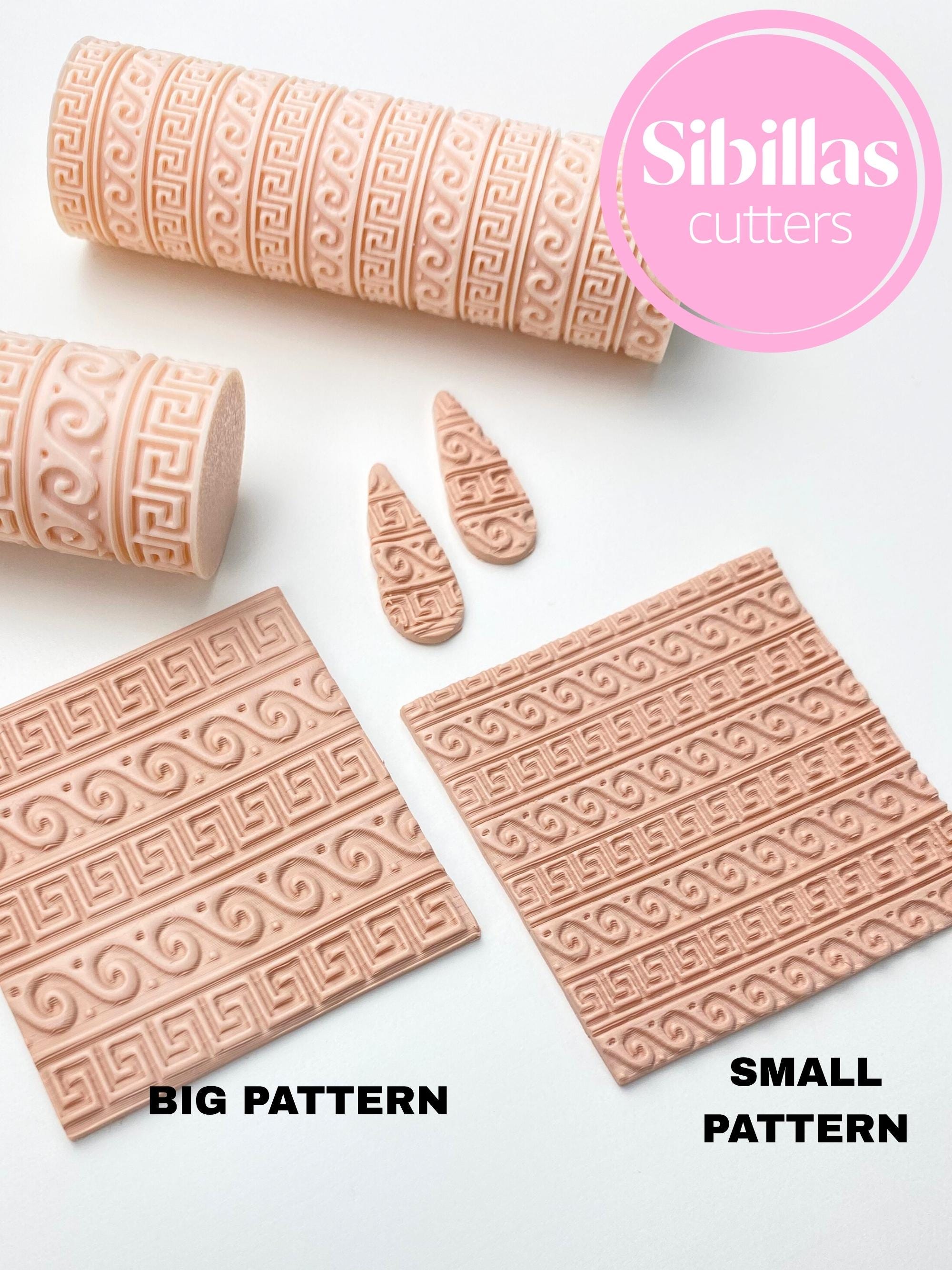 Greek pattern embossing roller for clay, polymer clay earrings, and DIY crafts"