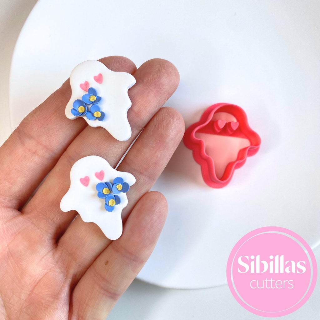 Ghost-shaped clay cutter for polymer clay jewelry and spooky DIY projects"