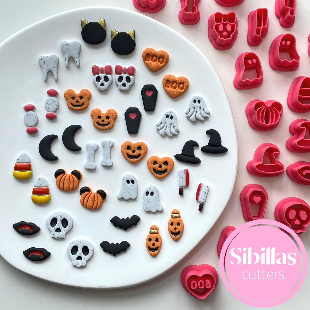 Halloween earring components made from polymer clay in multiple shapes