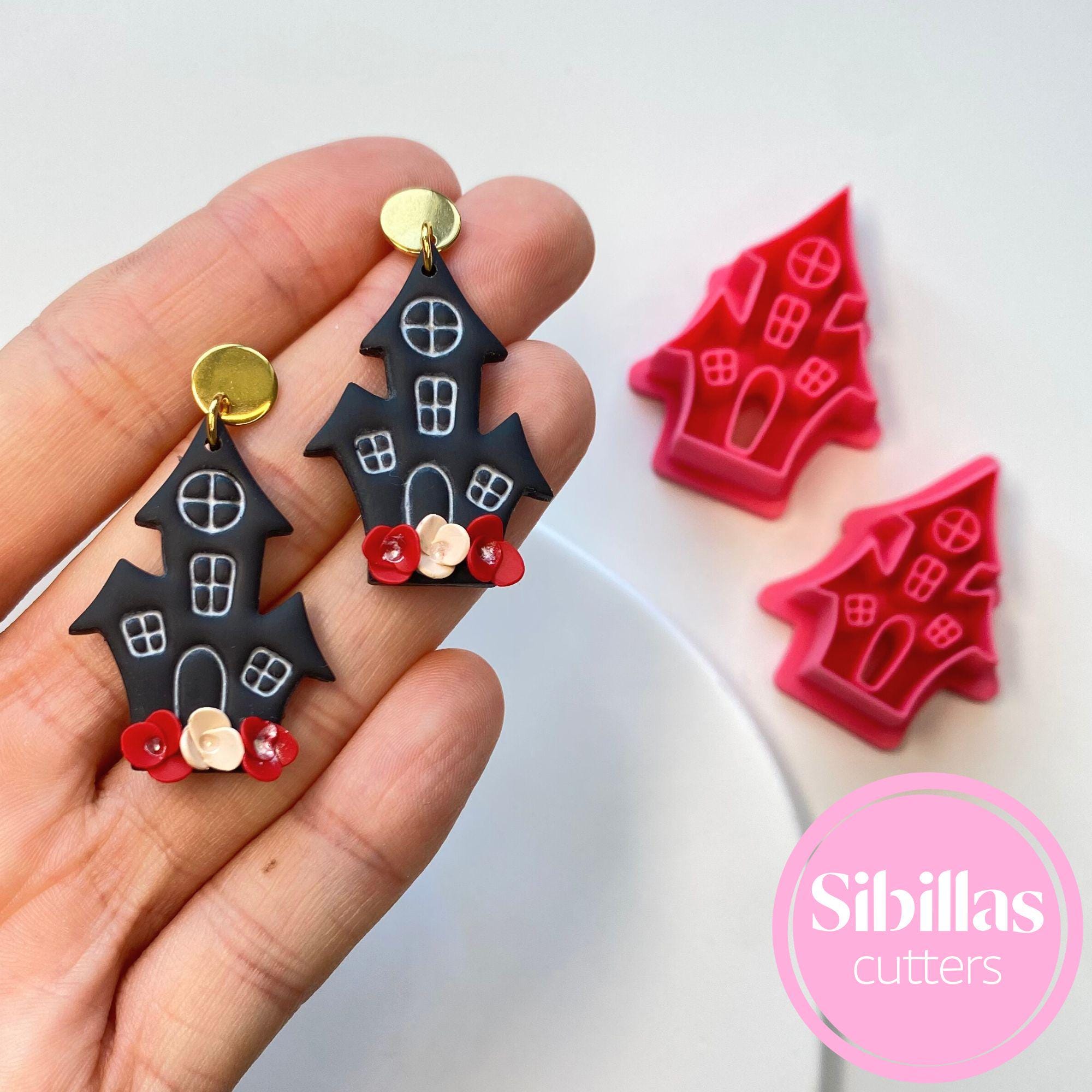 Halloween haunted house clay cutter for polymer clay jewelry and DIY projects