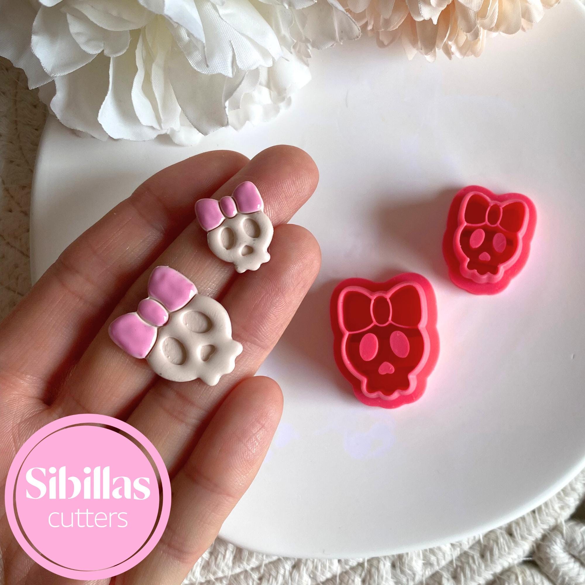 Skull bow clay cutter for handmade Halloween polymer clay earrings and decorations