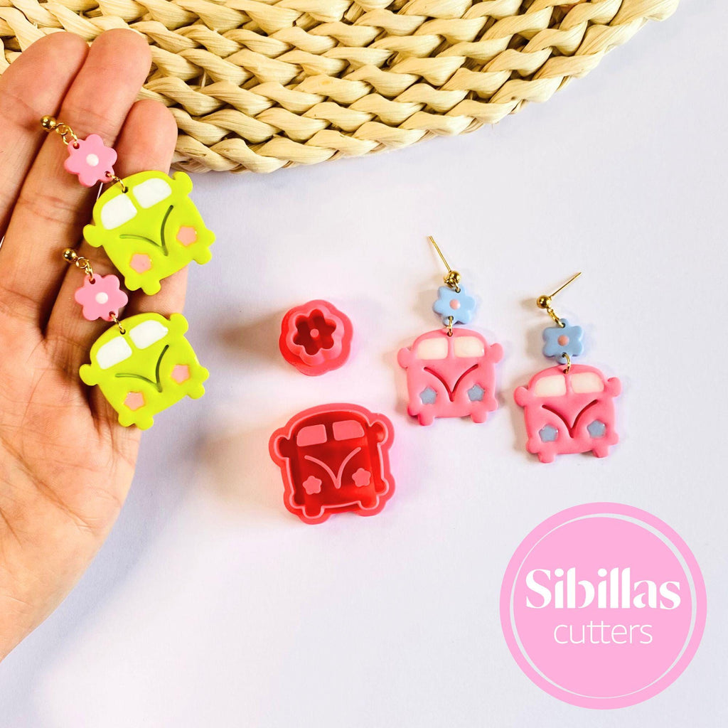 Boho retro bus clay cutter for creating polymer clay earrings and charms