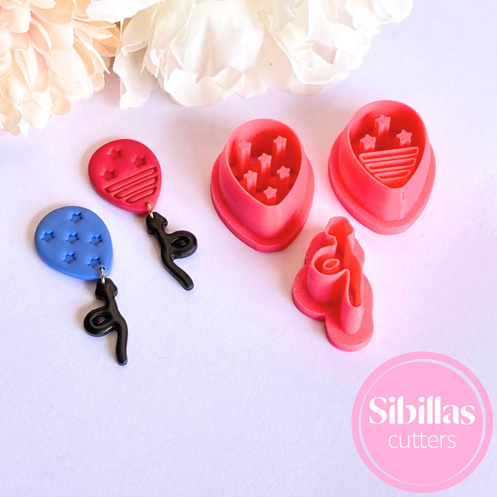 Fourth of July balloon clay cutter set for polymer clay jewelry and festive crafts