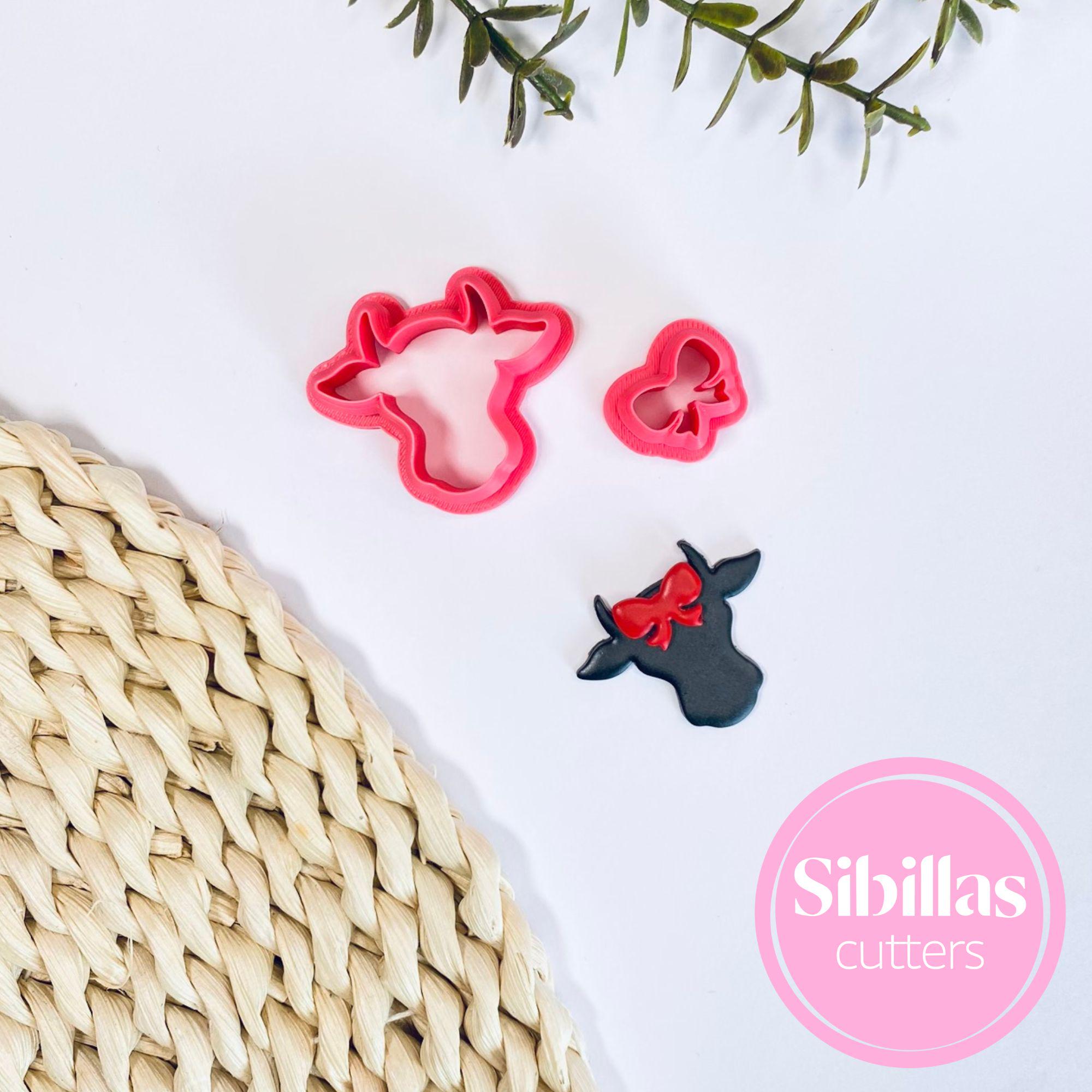 Cow head cutter set: western polymer clay cutters with tapered edge