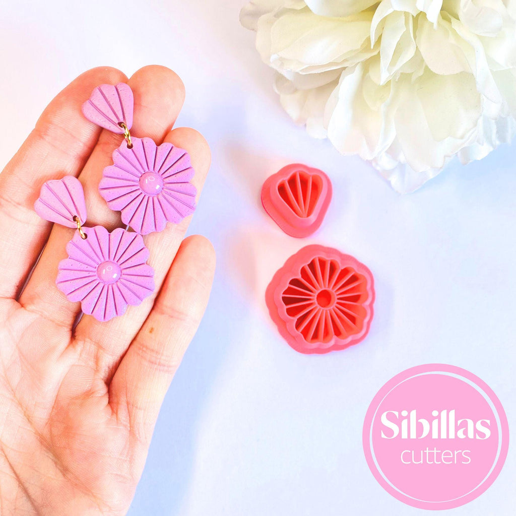Embossed Flower Polymer Clay Cutter: Boho Earring Jewelry Tool
