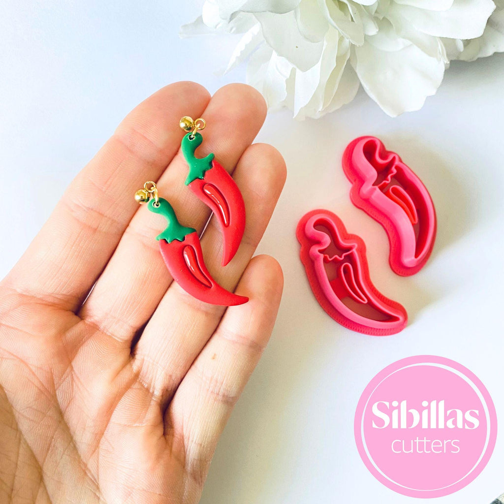 Fruits polymer clay cutter: Chilli Pepper Clay stamp with sharp edge