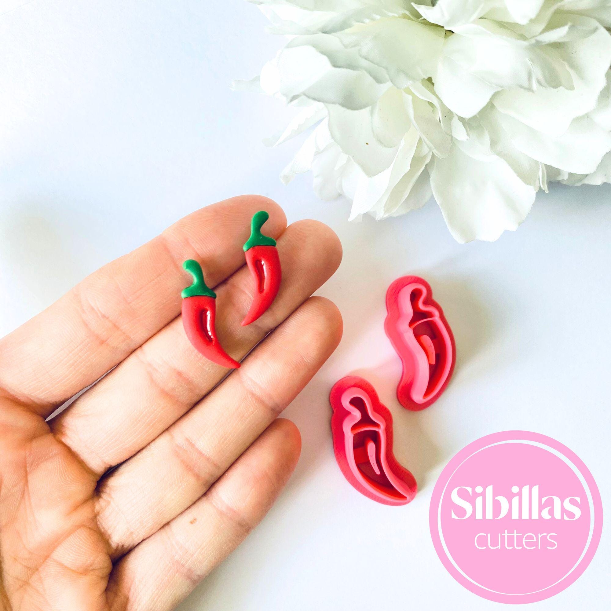 Chili pepper cutter: fruit stud clay cutters with sharp tapered edge