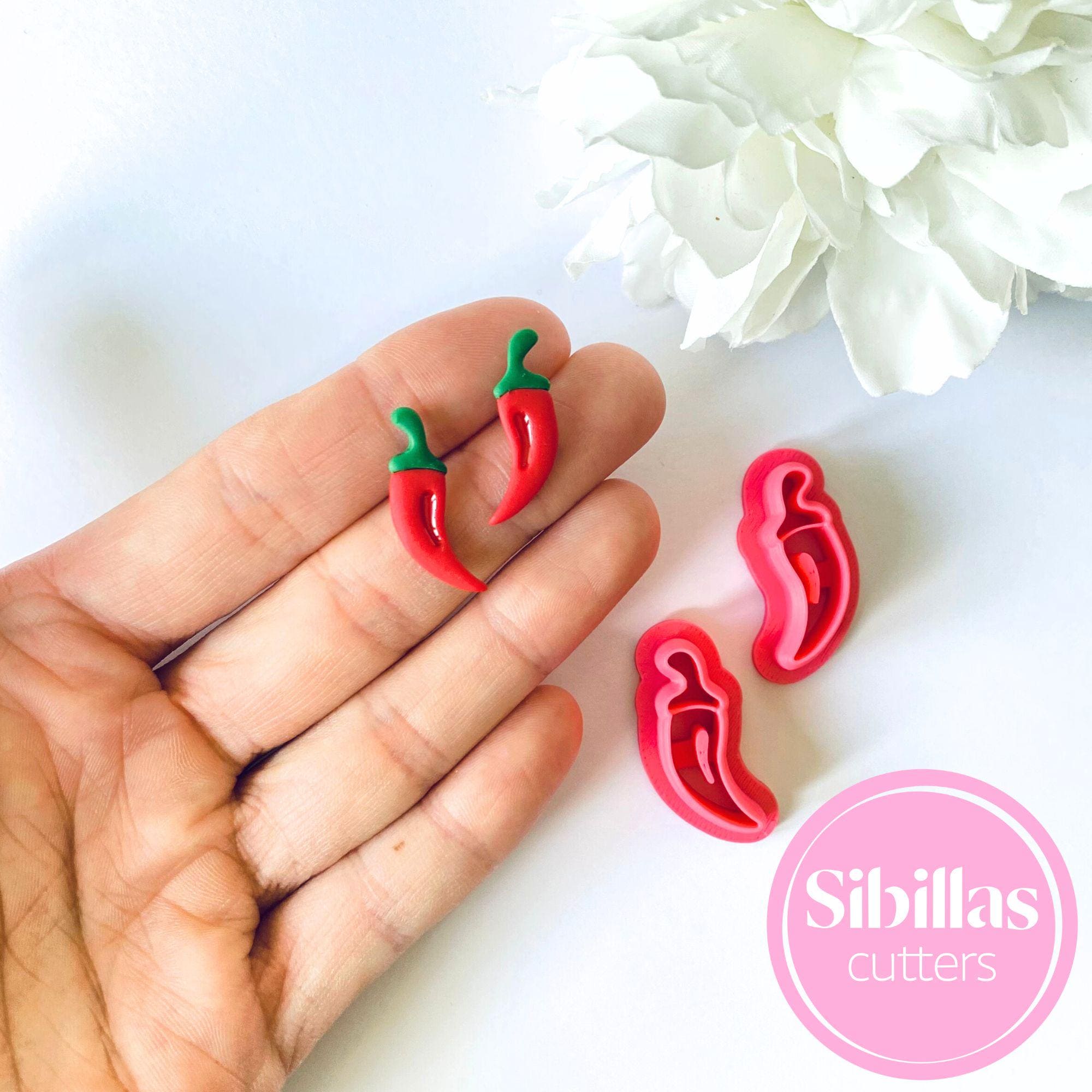 Chili pepper cutter: fruit stud clay cutters with sharp tapered edge
