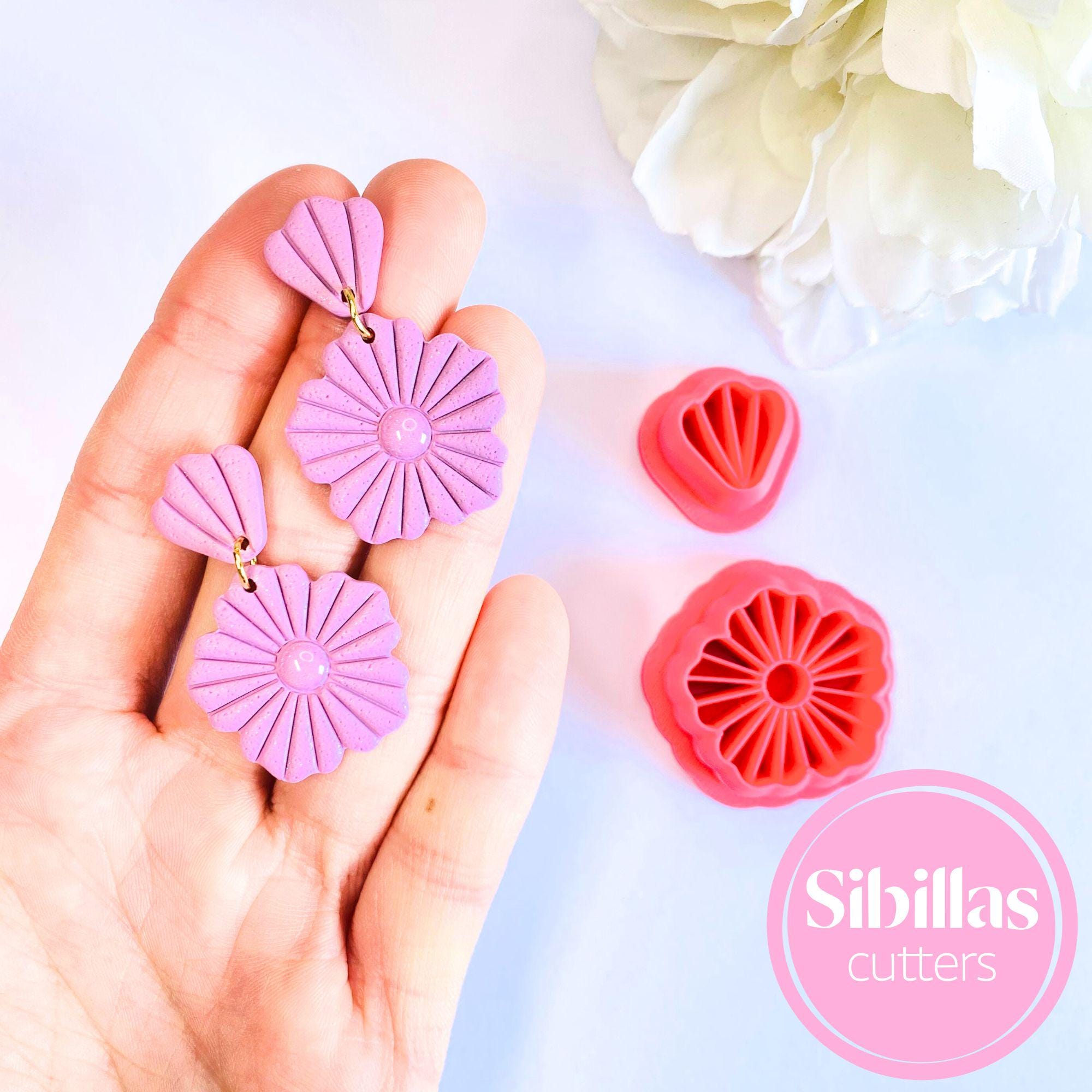 Embossed Flower Polymer Clay Cutter: Boho Earring Jewelry Tool