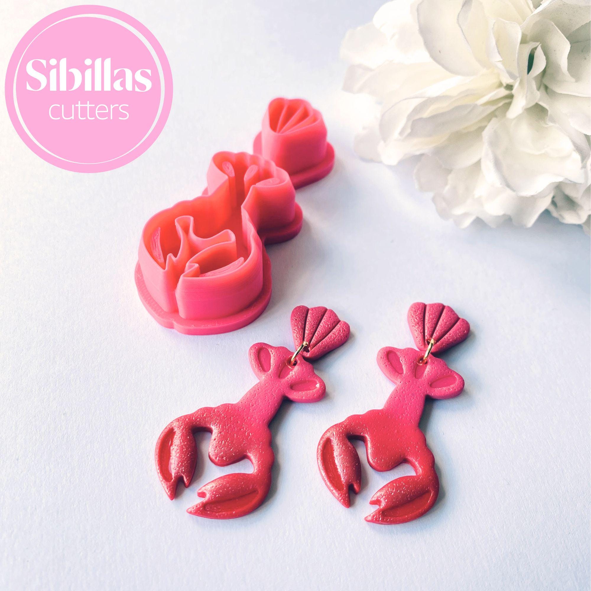 Crawfish Polymer Clay Cutter: mardi gras clay stamp with sharp tapered edges